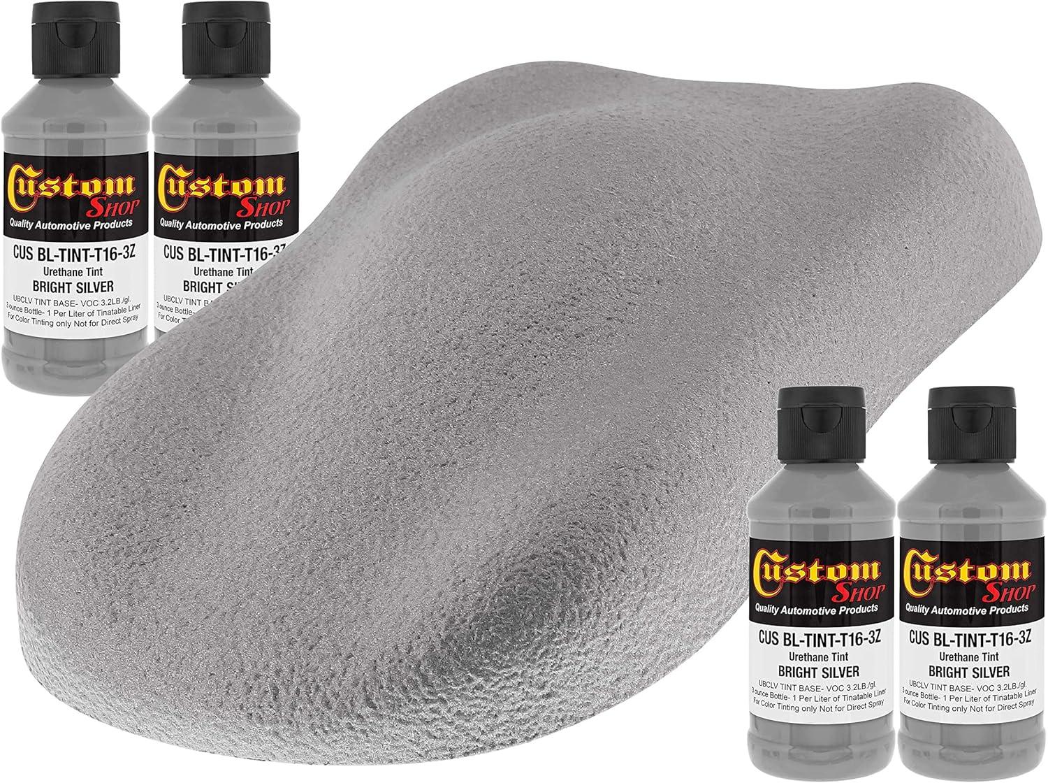 imageCustom Coat 3 Ounce GM White Color Urethane Tint Concentrate for Tinting Truck Bed Liner Coatings Pack of 4  Proportioned for Use in Most Tintable Bedliner and Epoxy ResinsBright Silver