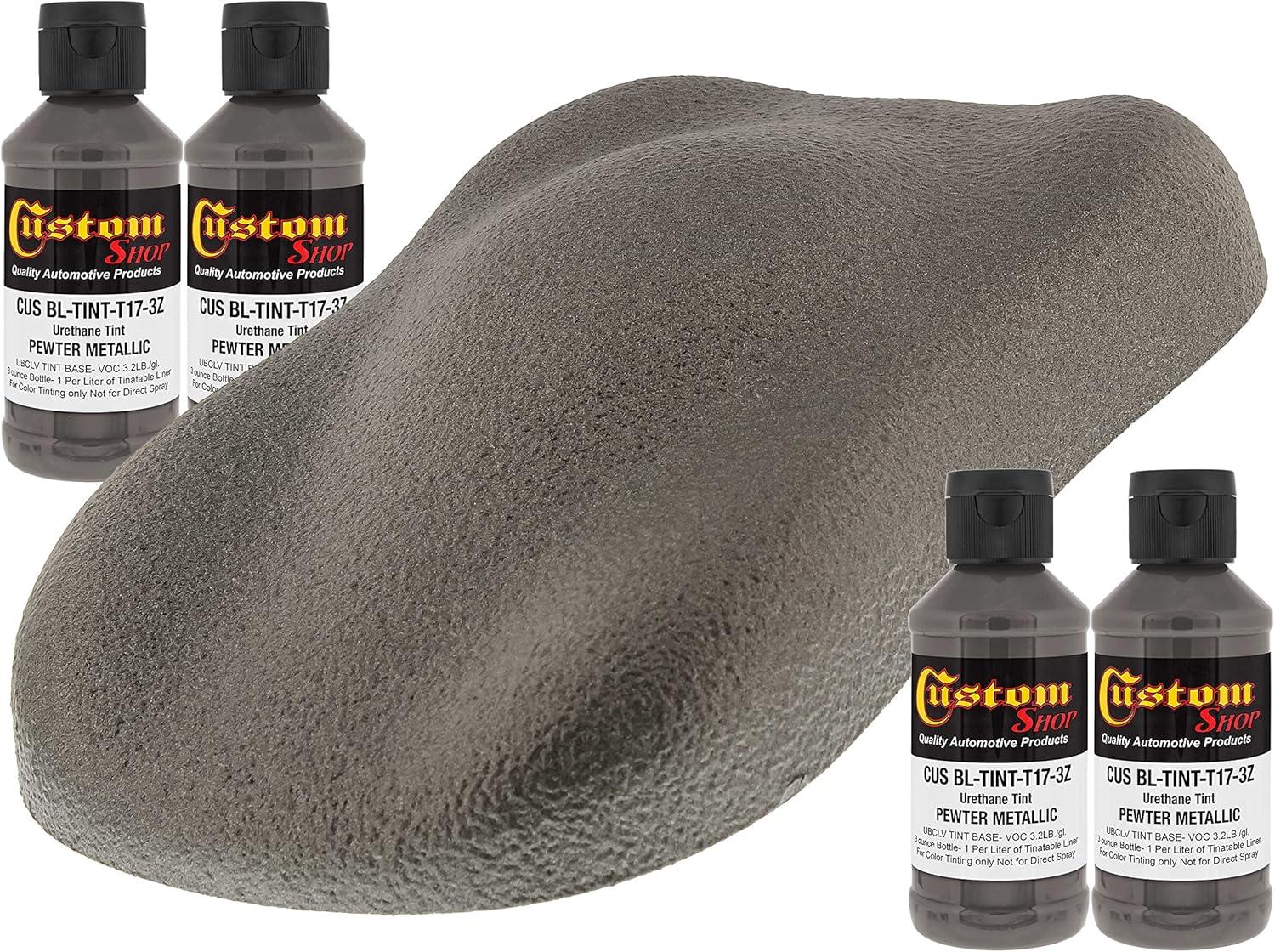 imageCustom Coat 3 Ounce GM White Color Urethane Tint Concentrate for Tinting Truck Bed Liner Coatings Pack of 4  Proportioned for Use in Most Tintable Bedliner and Epoxy ResinsPewter Metallic