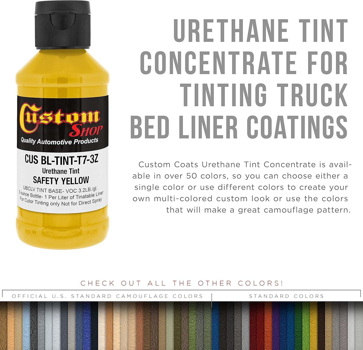imageCustom Coat 3 Ounce GM White Color Urethane Tint Concentrate for Tinting Truck Bed Liner Coatings Pack of 4  Proportioned for Use in Most Tintable Bedliner and Epoxy ResinsSafety Yellow
