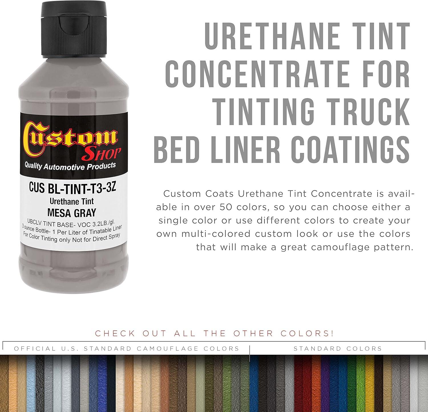 imageCustom Coat 3 Ounce GM White Color Urethane Tint Concentrate for Tinting Truck Bed Liner Coatings Pack of 4  Proportioned for Use in Most Tintable Bedliner and Epoxy ResinsMesa Gray