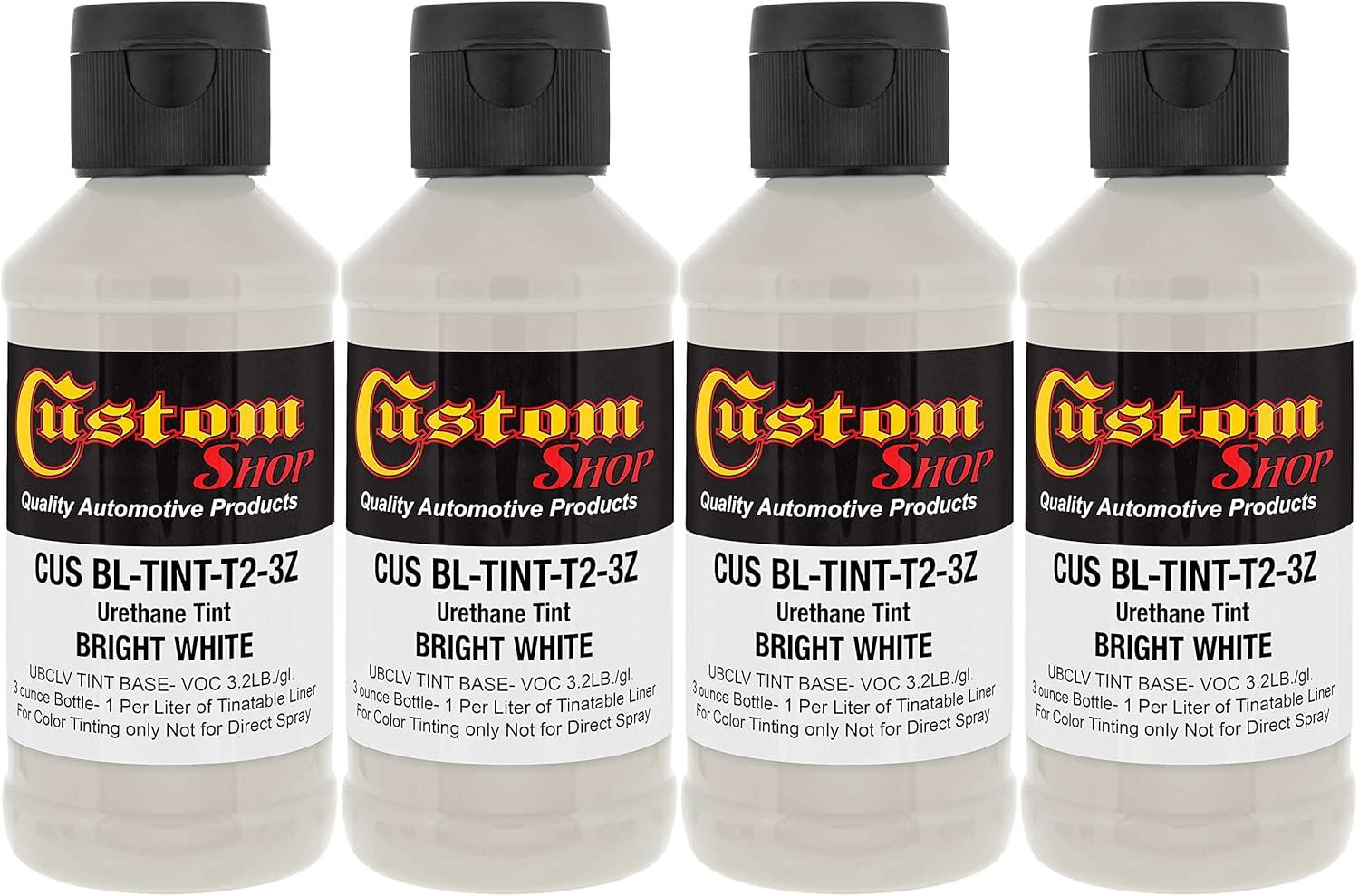 imageCustom Coat 3 Ounce GM White Color Urethane Tint Concentrate for Tinting Truck Bed Liner Coatings Pack of 4  Proportioned for Use in Most Tintable Bedliner and Epoxy ResinsBright White