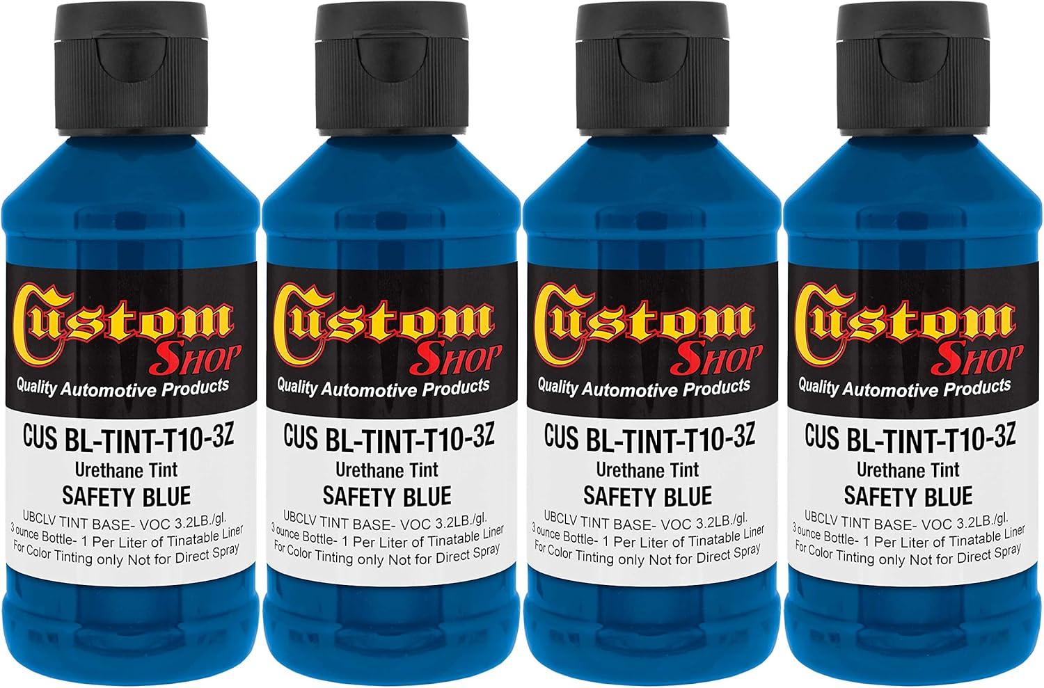 imageCustom Coat 3 Ounce GM White Color Urethane Tint Concentrate for Tinting Truck Bed Liner Coatings Pack of 4  Proportioned for Use in Most Tintable Bedliner and Epoxy ResinsSafety Blue