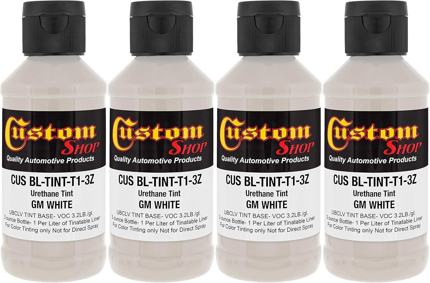imageCustom Coat 3 Ounce GM White Color Urethane Tint Concentrate for Tinting Truck Bed Liner Coatings Pack of 4  Proportioned for Use in Most Tintable Bedliner and Epoxy ResinsGM White