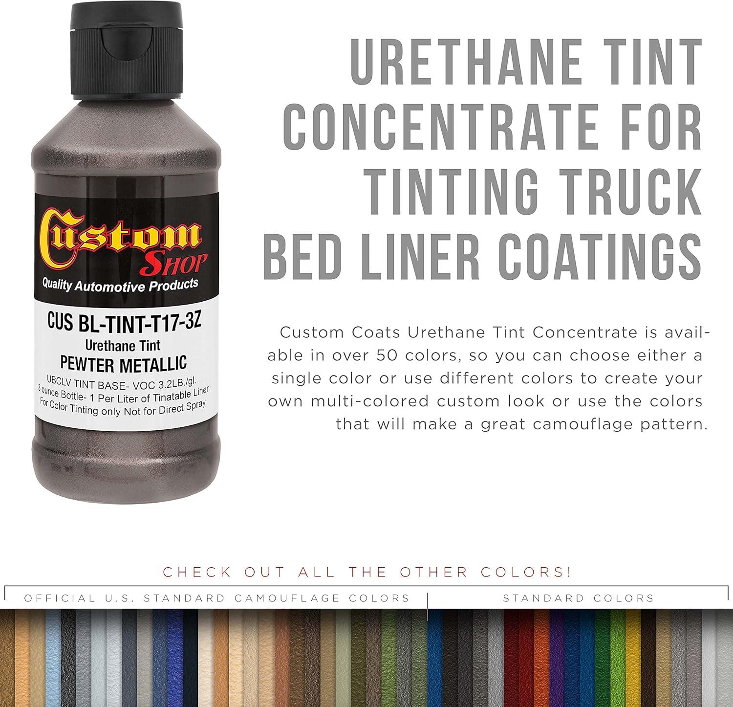 imageCustom Coat 3 Ounce GM White Color Urethane Tint Concentrate for Tinting Truck Bed Liner Coatings Pack of 4  Proportioned for Use in Most Tintable Bedliner and Epoxy ResinsPewter Metallic