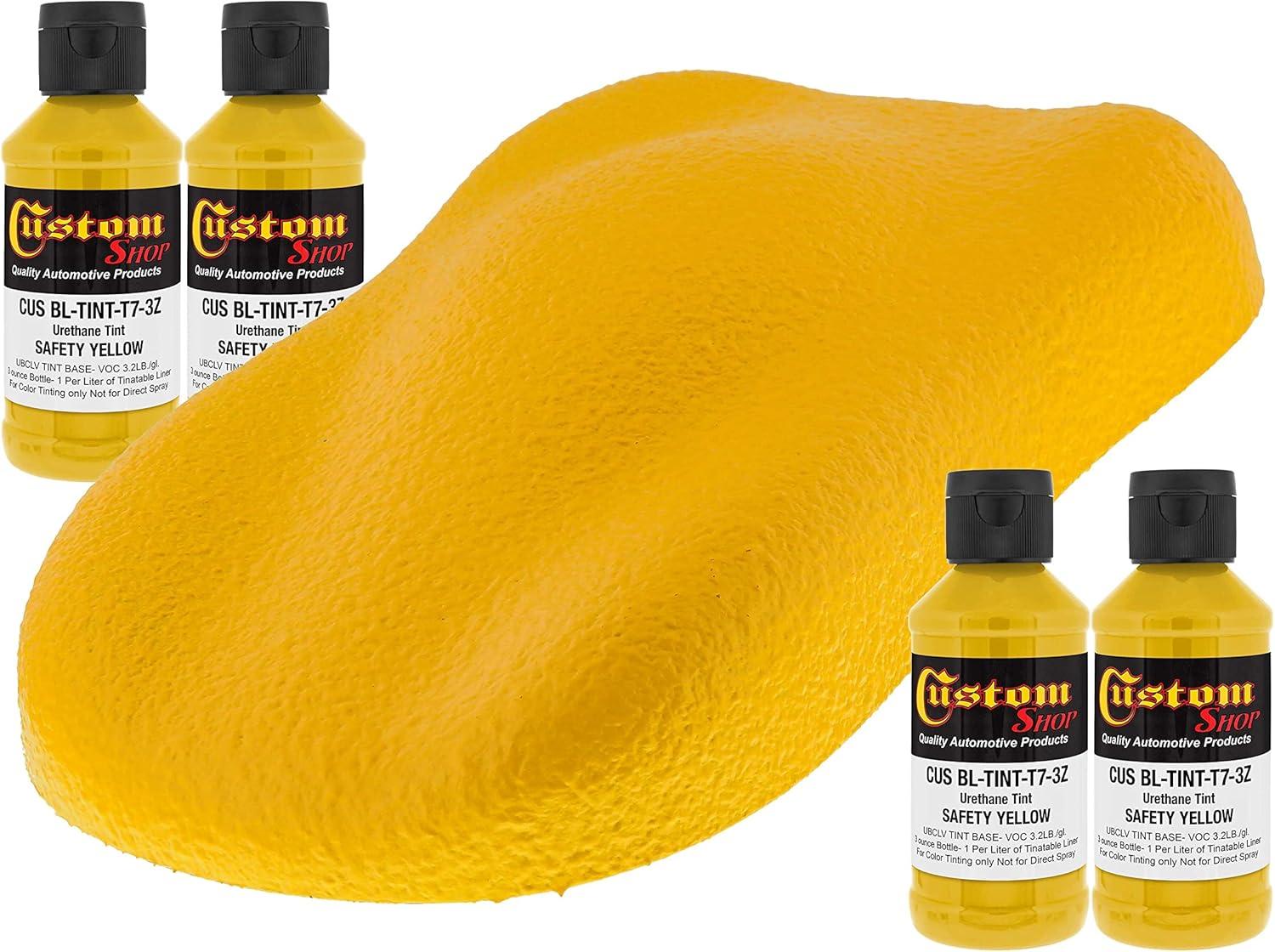 imageCustom Coat 3 Ounce GM White Color Urethane Tint Concentrate for Tinting Truck Bed Liner Coatings Pack of 4  Proportioned for Use in Most Tintable Bedliner and Epoxy ResinsSafety Yellow