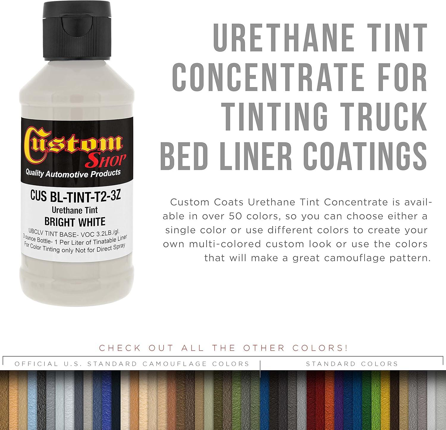 imageCustom Coat 3 Ounce GM White Color Urethane Tint Concentrate for Tinting Truck Bed Liner Coatings Pack of 4  Proportioned for Use in Most Tintable Bedliner and Epoxy ResinsBright White