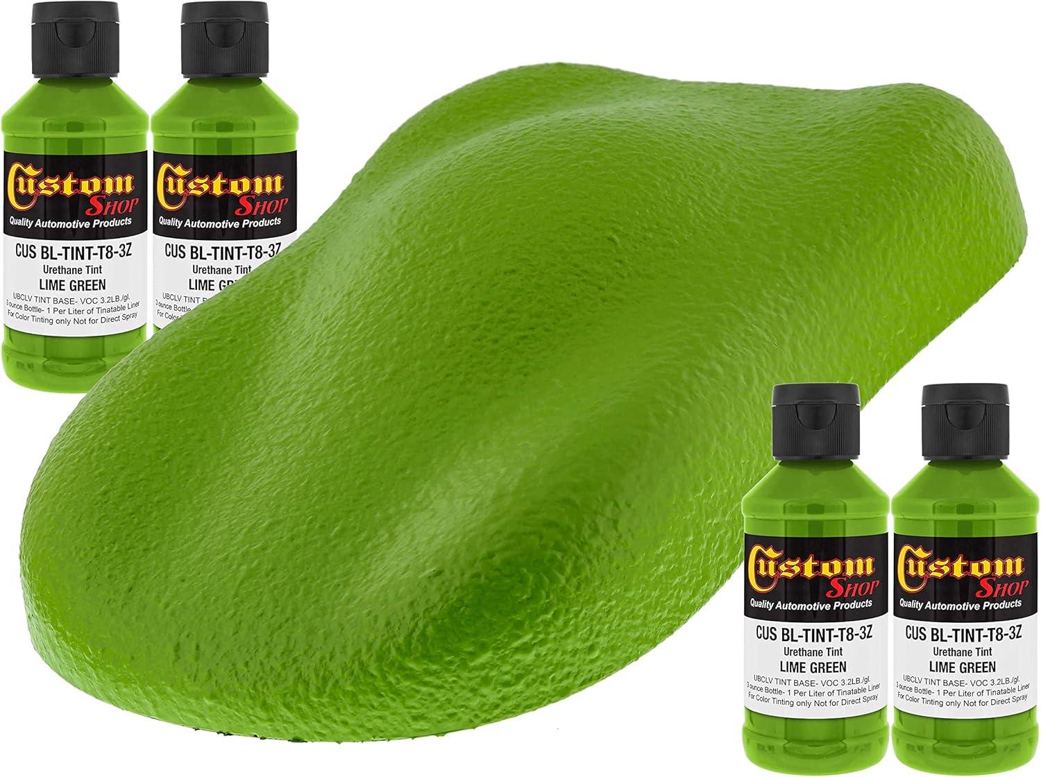 imageCustom Coat 3 Ounce GM White Color Urethane Tint Concentrate for Tinting Truck Bed Liner Coatings Pack of 4  Proportioned for Use in Most Tintable Bedliner and Epoxy ResinsLime Green