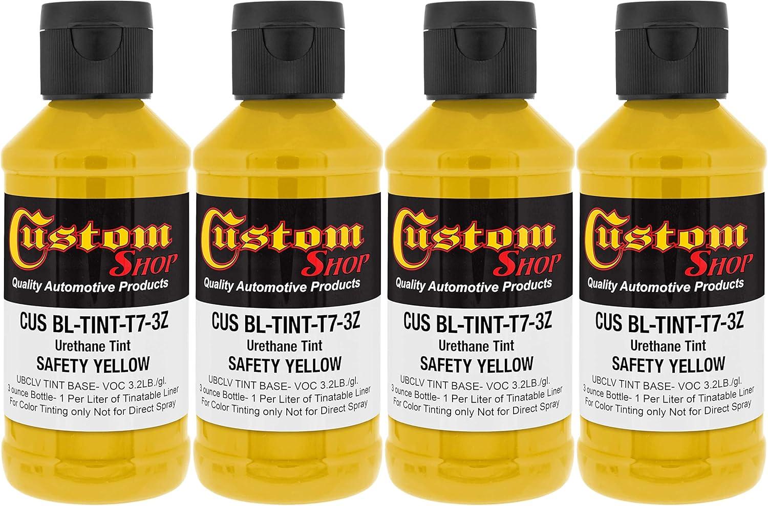 imageCustom Coat 3 Ounce GM White Color Urethane Tint Concentrate for Tinting Truck Bed Liner Coatings Pack of 4  Proportioned for Use in Most Tintable Bedliner and Epoxy ResinsSafety Yellow