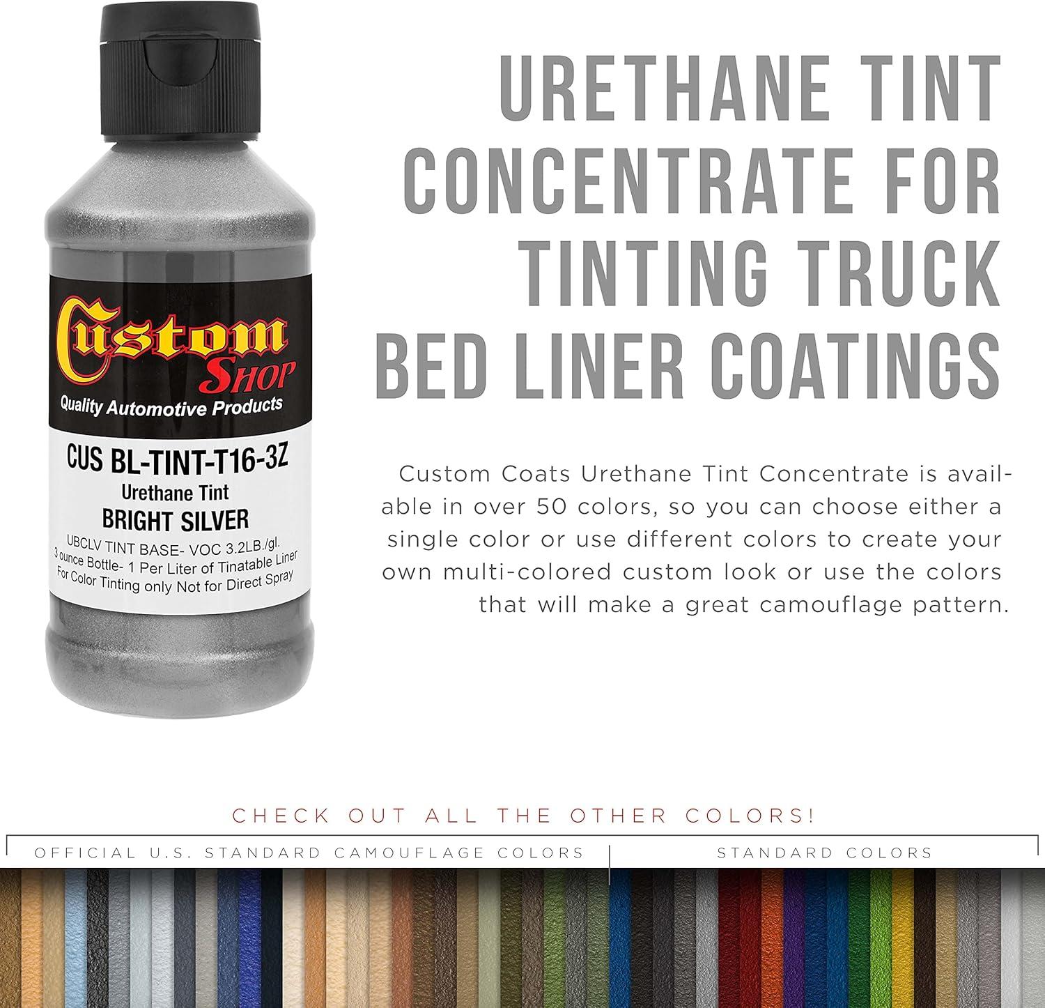 imageCustom Coat 3 Ounce GM White Color Urethane Tint Concentrate for Tinting Truck Bed Liner Coatings Pack of 4  Proportioned for Use in Most Tintable Bedliner and Epoxy ResinsBright Silver