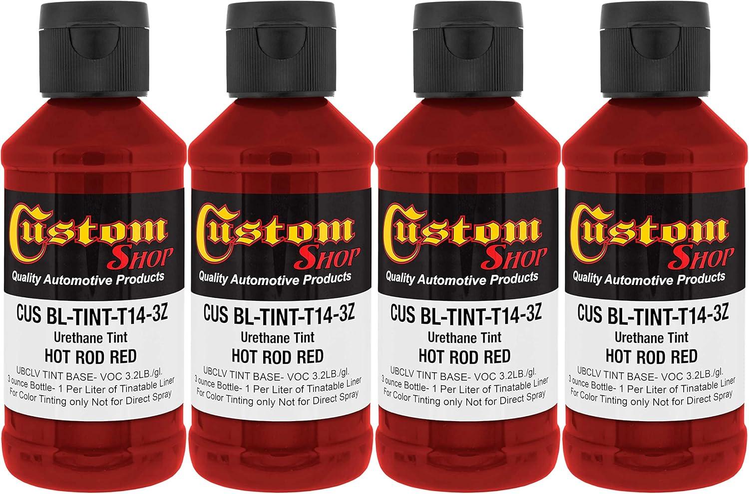 imageCustom Coat 3 Ounce GM White Color Urethane Tint Concentrate for Tinting Truck Bed Liner Coatings Pack of 4  Proportioned for Use in Most Tintable Bedliner and Epoxy ResinsHot Rod Red