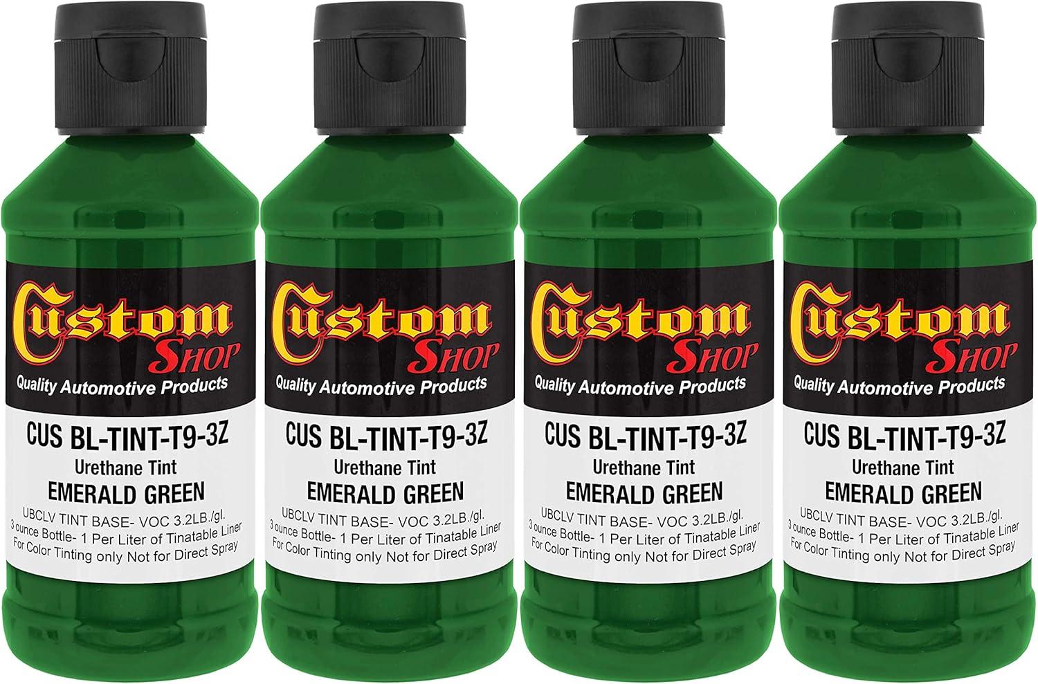 imageCustom Coat 3 Ounce GM White Color Urethane Tint Concentrate for Tinting Truck Bed Liner Coatings Pack of 4  Proportioned for Use in Most Tintable Bedliner and Epoxy ResinsEmerald Green