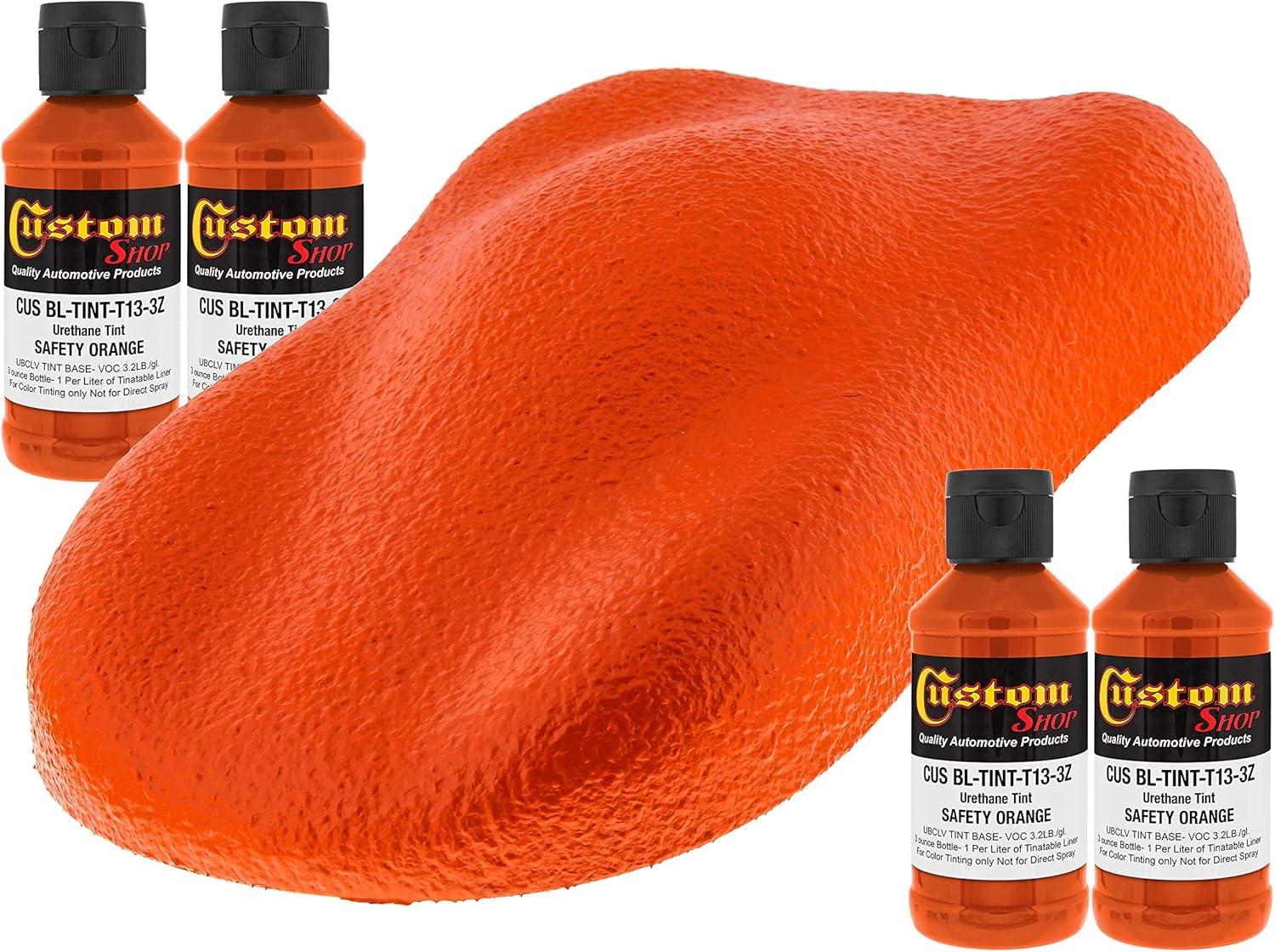 imageCustom Coat 3 Ounce GM White Color Urethane Tint Concentrate for Tinting Truck Bed Liner Coatings Pack of 4  Proportioned for Use in Most Tintable Bedliner and Epoxy ResinsSafety Orange