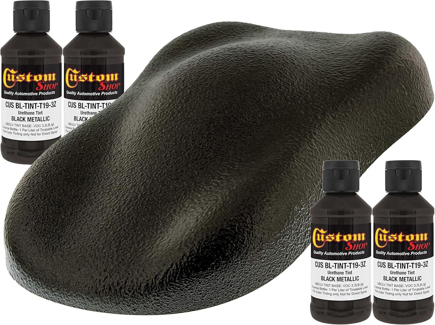 imageCustom Coat 3 Ounce GM White Color Urethane Tint Concentrate for Tinting Truck Bed Liner Coatings Pack of 4  Proportioned for Use in Most Tintable Bedliner and Epoxy ResinsBlack Metallic