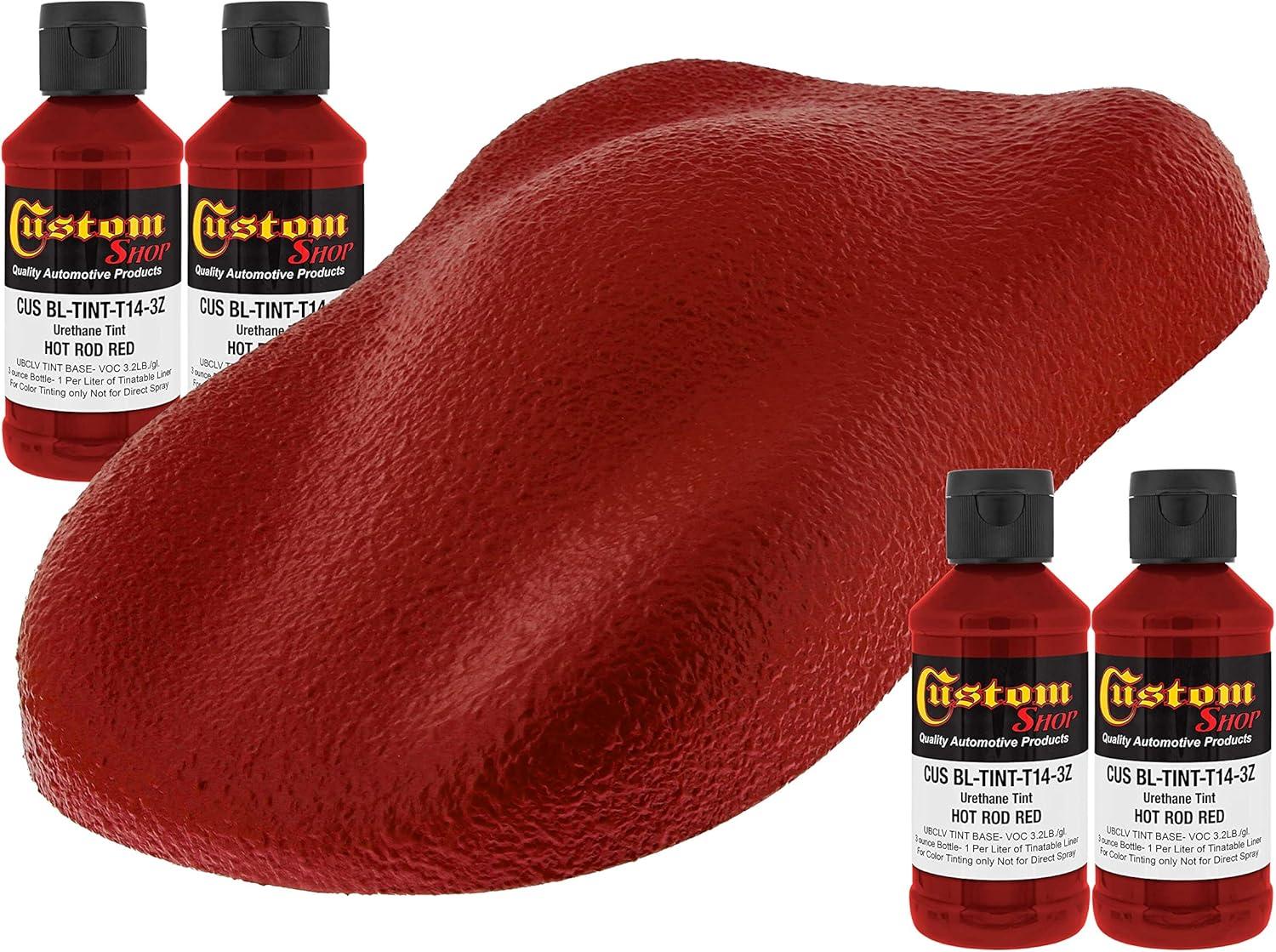 imageCustom Coat 3 Ounce GM White Color Urethane Tint Concentrate for Tinting Truck Bed Liner Coatings Pack of 4  Proportioned for Use in Most Tintable Bedliner and Epoxy ResinsHot Rod Red