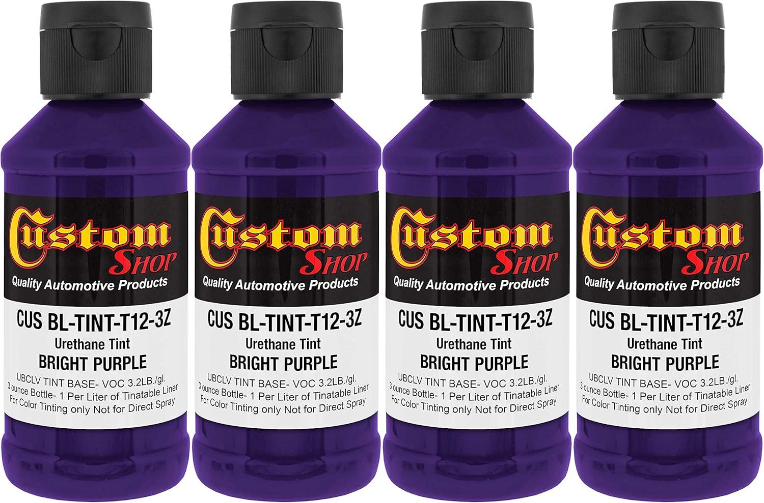 imageCustom Coat 3 Ounce GM White Color Urethane Tint Concentrate for Tinting Truck Bed Liner Coatings Pack of 4  Proportioned for Use in Most Tintable Bedliner and Epoxy ResinsBright Purple