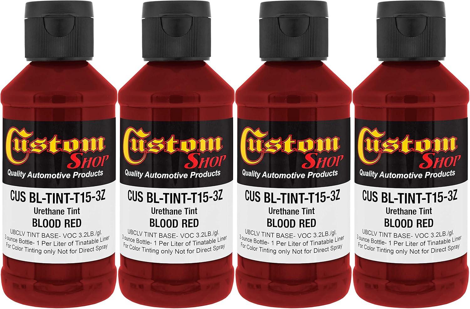 imageCustom Coat 3 Ounce GM White Color Urethane Tint Concentrate for Tinting Truck Bed Liner Coatings Pack of 4  Proportioned for Use in Most Tintable Bedliner and Epoxy ResinsBlood Red