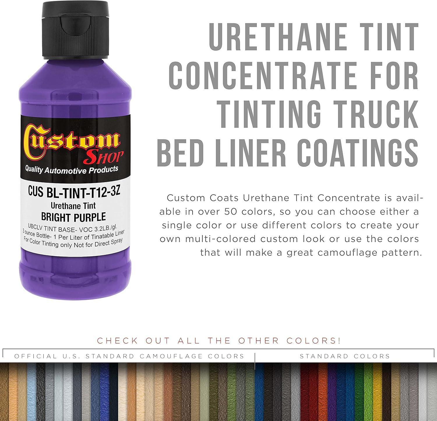 imageCustom Coat 3 Ounce GM White Color Urethane Tint Concentrate for Tinting Truck Bed Liner Coatings Pack of 4  Proportioned for Use in Most Tintable Bedliner and Epoxy ResinsBright Purple