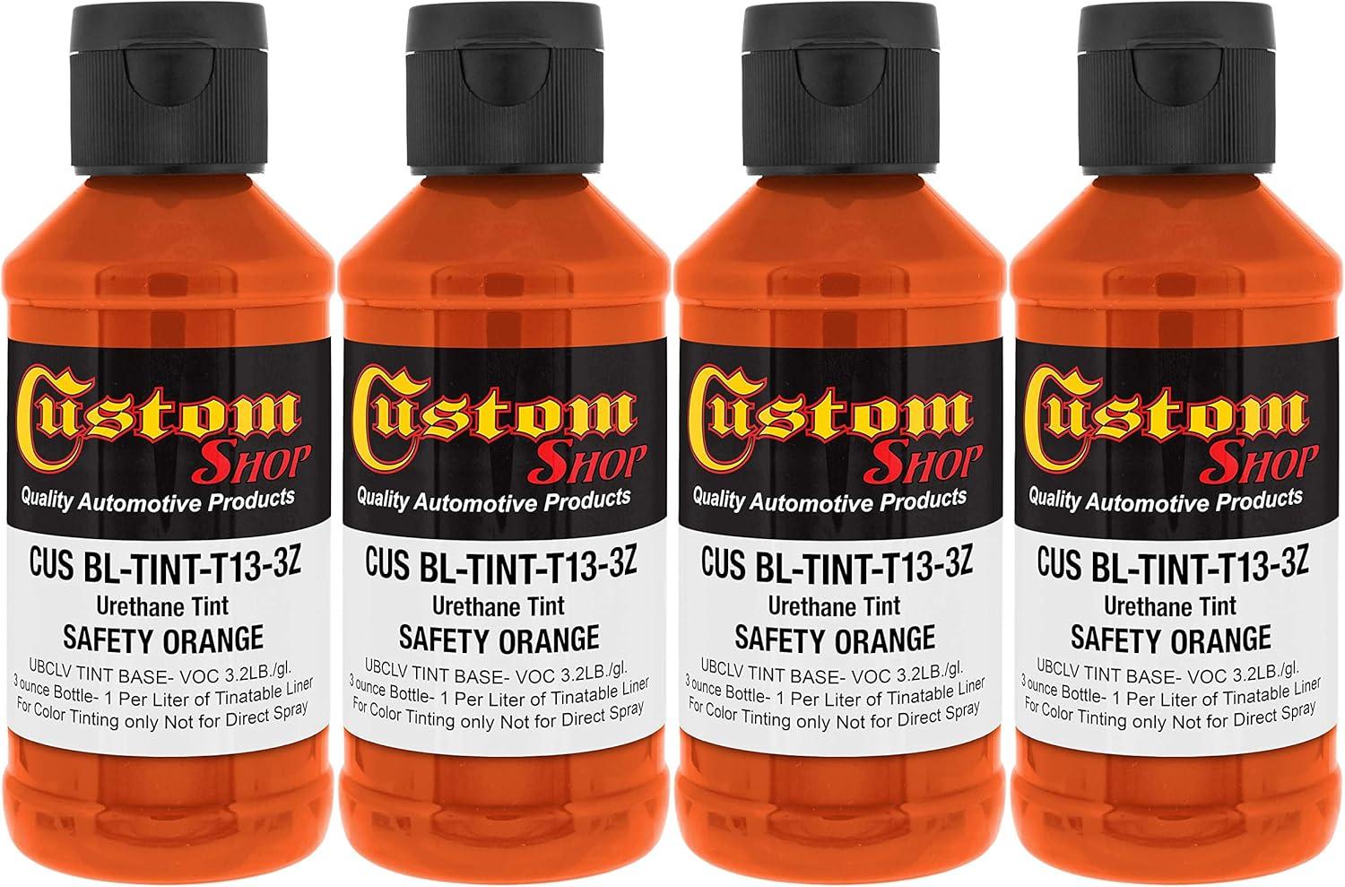 imageCustom Coat 3 Ounce GM White Color Urethane Tint Concentrate for Tinting Truck Bed Liner Coatings Pack of 4  Proportioned for Use in Most Tintable Bedliner and Epoxy ResinsSafety Orange