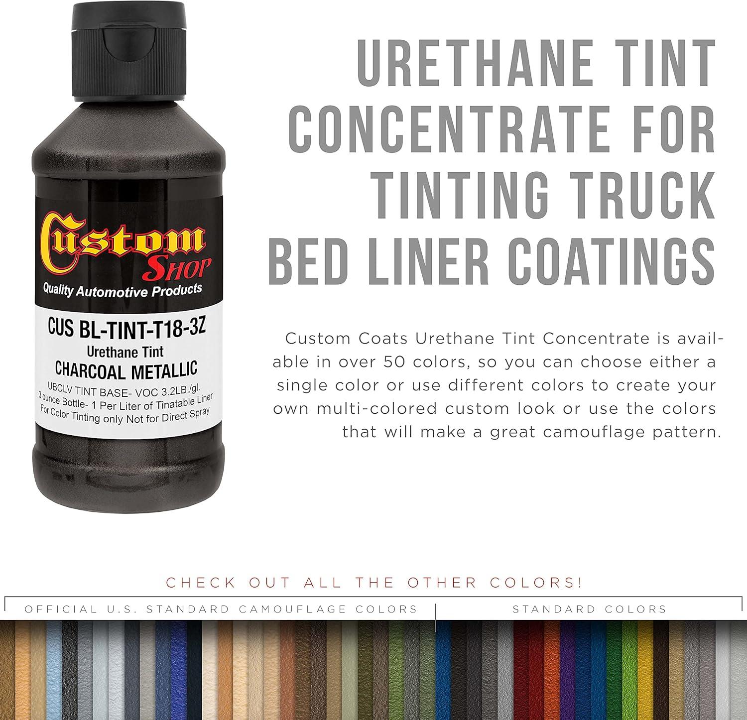 imageCustom Coat 3 Ounce GM White Color Urethane Tint Concentrate for Tinting Truck Bed Liner Coatings Pack of 4  Proportioned for Use in Most Tintable Bedliner and Epoxy ResinsCharcoal Metallic