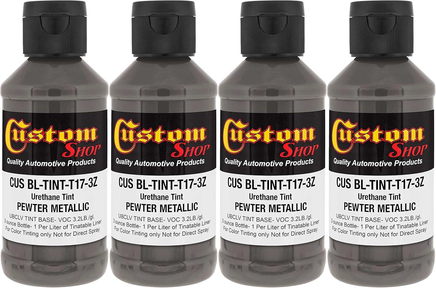 imageCustom Coat 3 Ounce GM White Color Urethane Tint Concentrate for Tinting Truck Bed Liner Coatings Pack of 4  Proportioned for Use in Most Tintable Bedliner and Epoxy ResinsPewter Metallic
