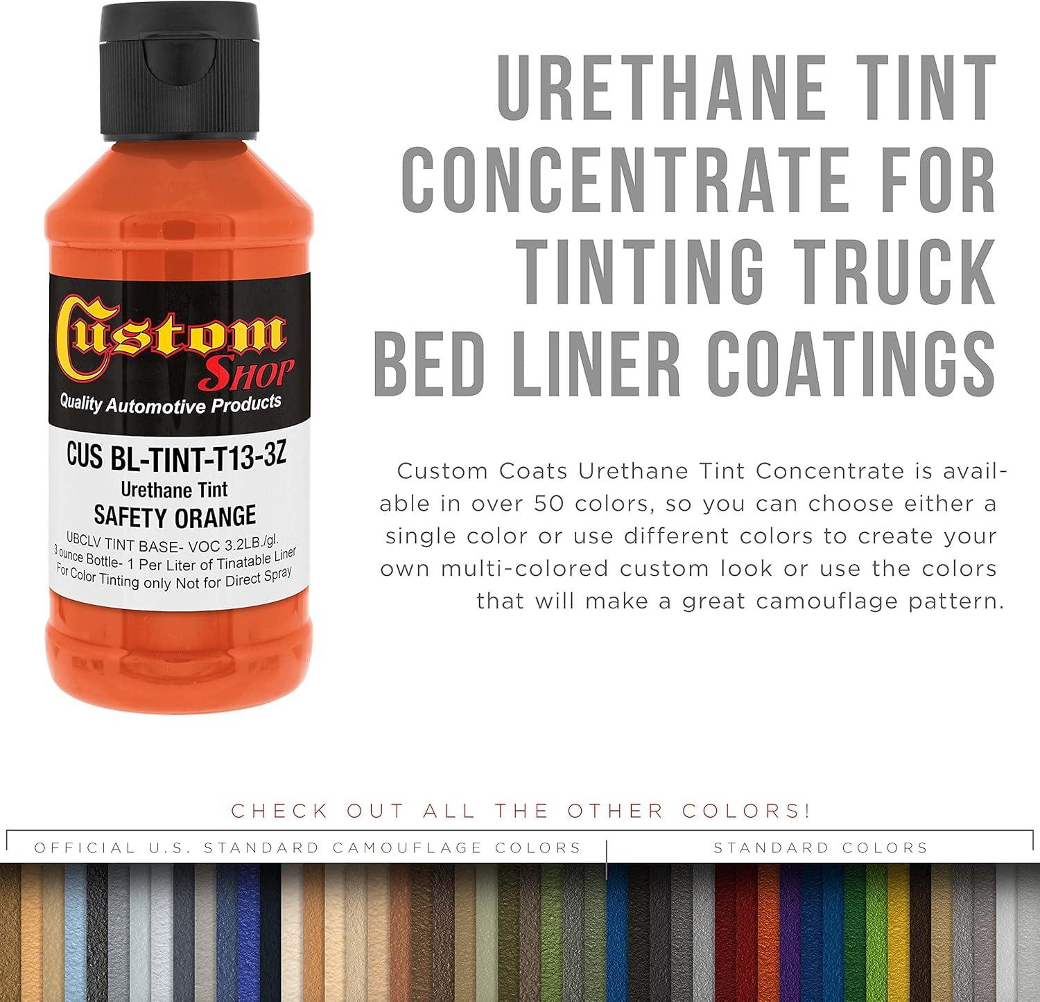 imageCustom Coat 3 Ounce GM White Color Urethane Tint Concentrate for Tinting Truck Bed Liner Coatings Pack of 4  Proportioned for Use in Most Tintable Bedliner and Epoxy ResinsSafety Orange