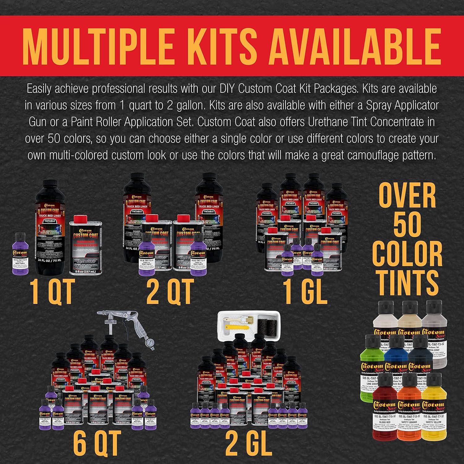 imageCustom Coat Black 1 Gallon Urethane RollOn BrushOn or SprayOn Truck Bed Liner Kit with Roller and Brush Applicator Kit  3 to 1 Mix Ratio  Durable Textured Car Auto Protective CoatingBright Purple