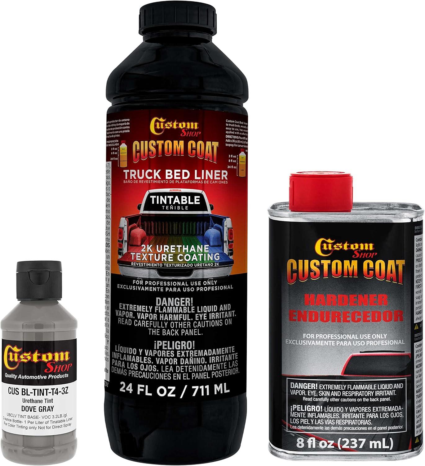 imageCustom Coat Black 1 Gallon Urethane RollOn BrushOn or SprayOn Truck Bed Liner Kit with Roller and Brush Applicator Kit  3 to 1 Mix Ratio  Durable Textured Car Auto Protective CoatingDove Gray