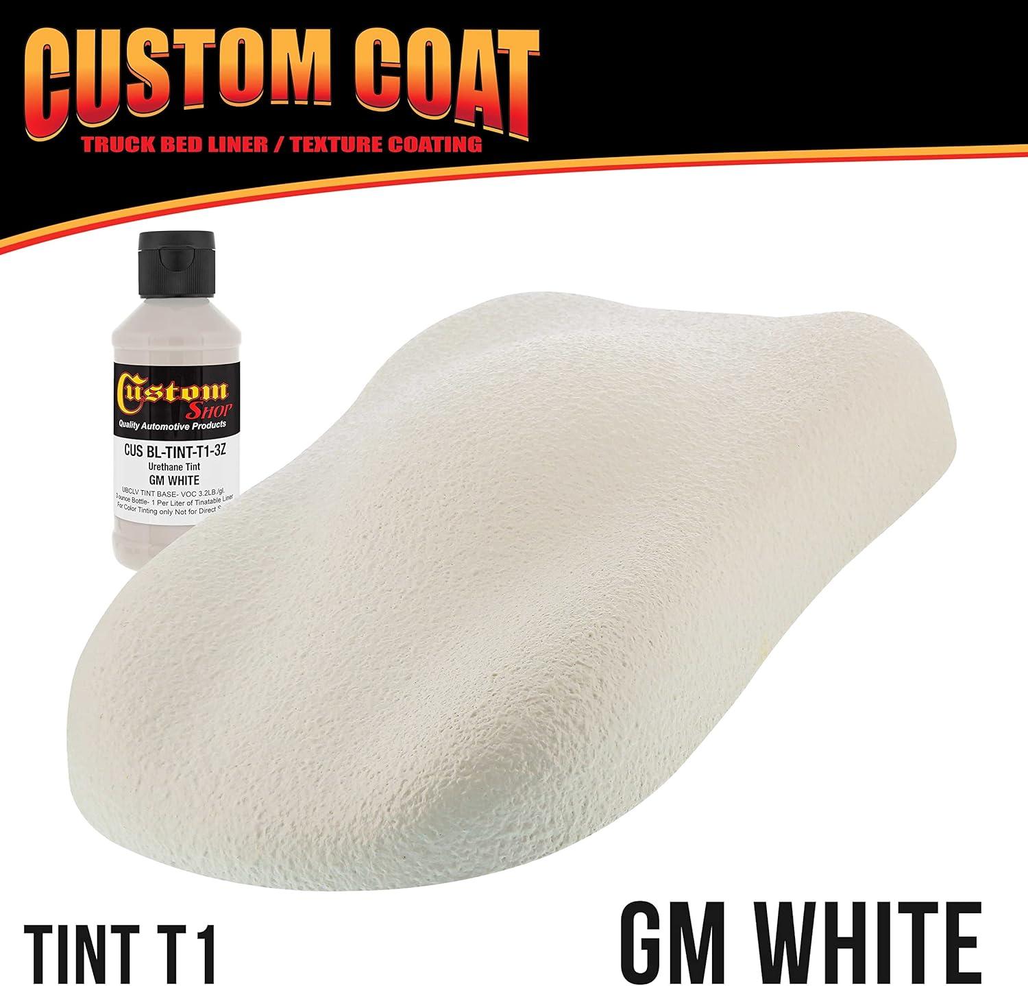 imageCustom Coat Black 1 Gallon Urethane RollOn BrushOn or SprayOn Truck Bed Liner Kit with Roller and Brush Applicator Kit  3 to 1 Mix Ratio  Durable Textured Car Auto Protective CoatingWhite