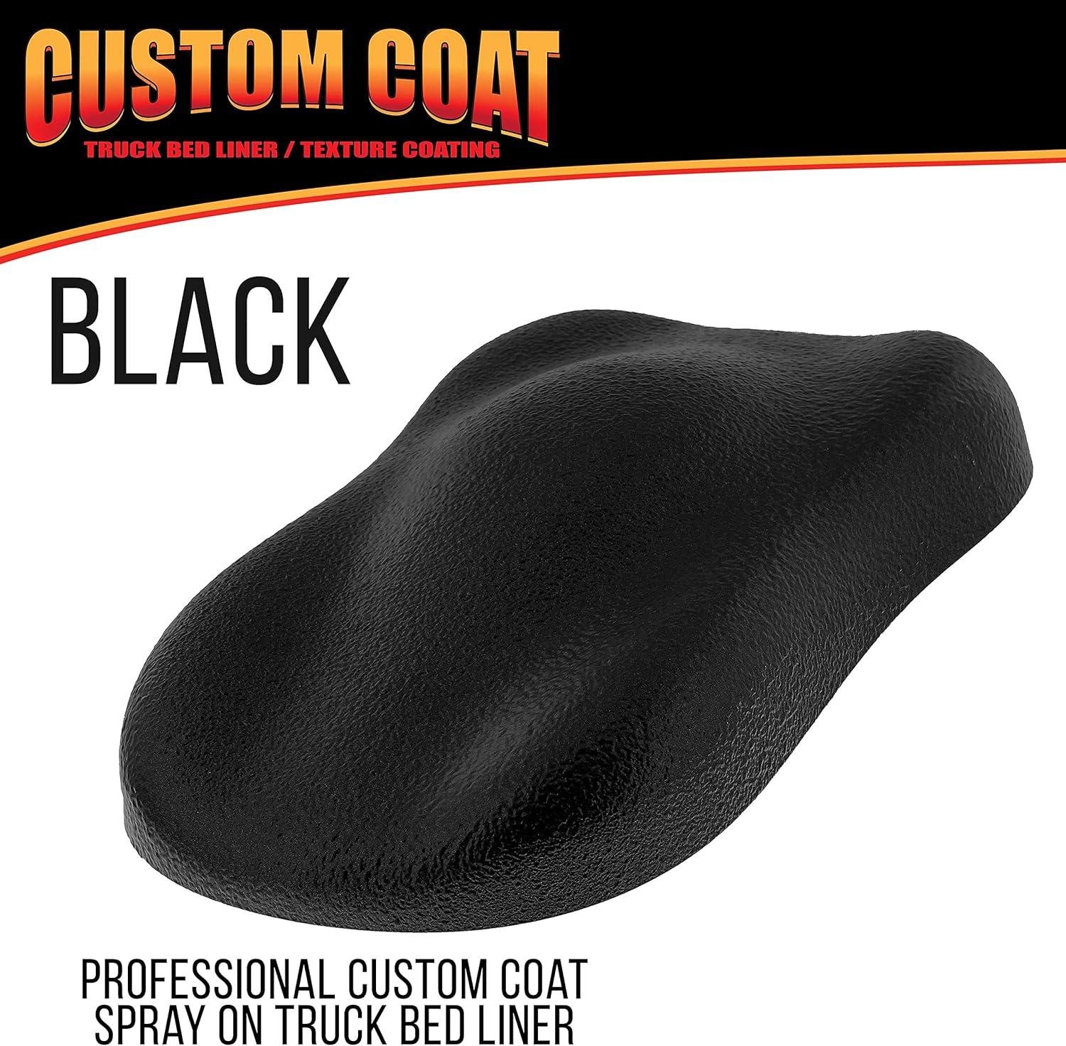 imageCustom Coat Black 1 Gallon Urethane RollOn BrushOn or SprayOn Truck Bed Liner Kit with Roller and Brush Applicator Kit  3 to 1 Mix Ratio  Durable Textured Car Auto Protective CoatingBlack