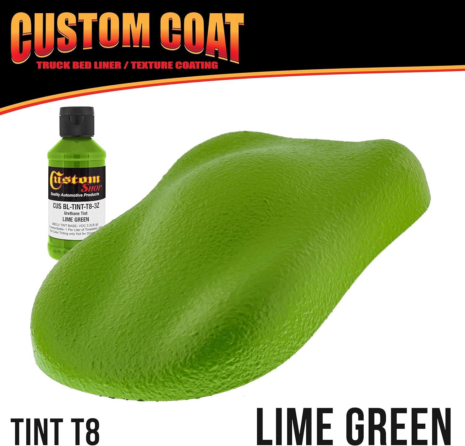 imageCustom Coat Black 1 Gallon Urethane RollOn BrushOn or SprayOn Truck Bed Liner Kit with Roller and Brush Applicator Kit  3 to 1 Mix Ratio  Durable Textured Car Auto Protective CoatingLime Green