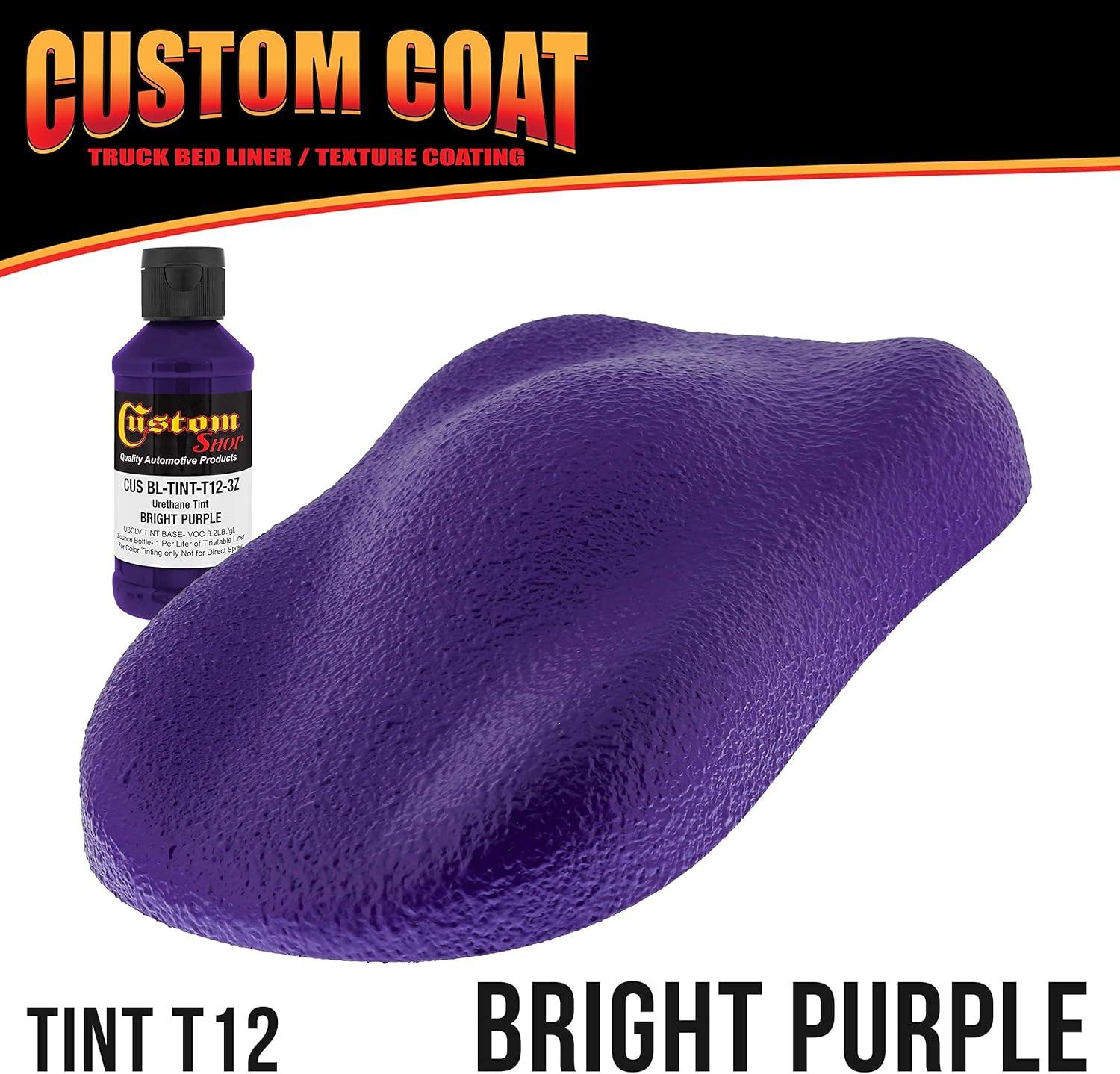 imageCustom Coat Black 1 Gallon Urethane RollOn BrushOn or SprayOn Truck Bed Liner Kit with Roller and Brush Applicator Kit  3 to 1 Mix Ratio  Durable Textured Car Auto Protective CoatingBright Purple