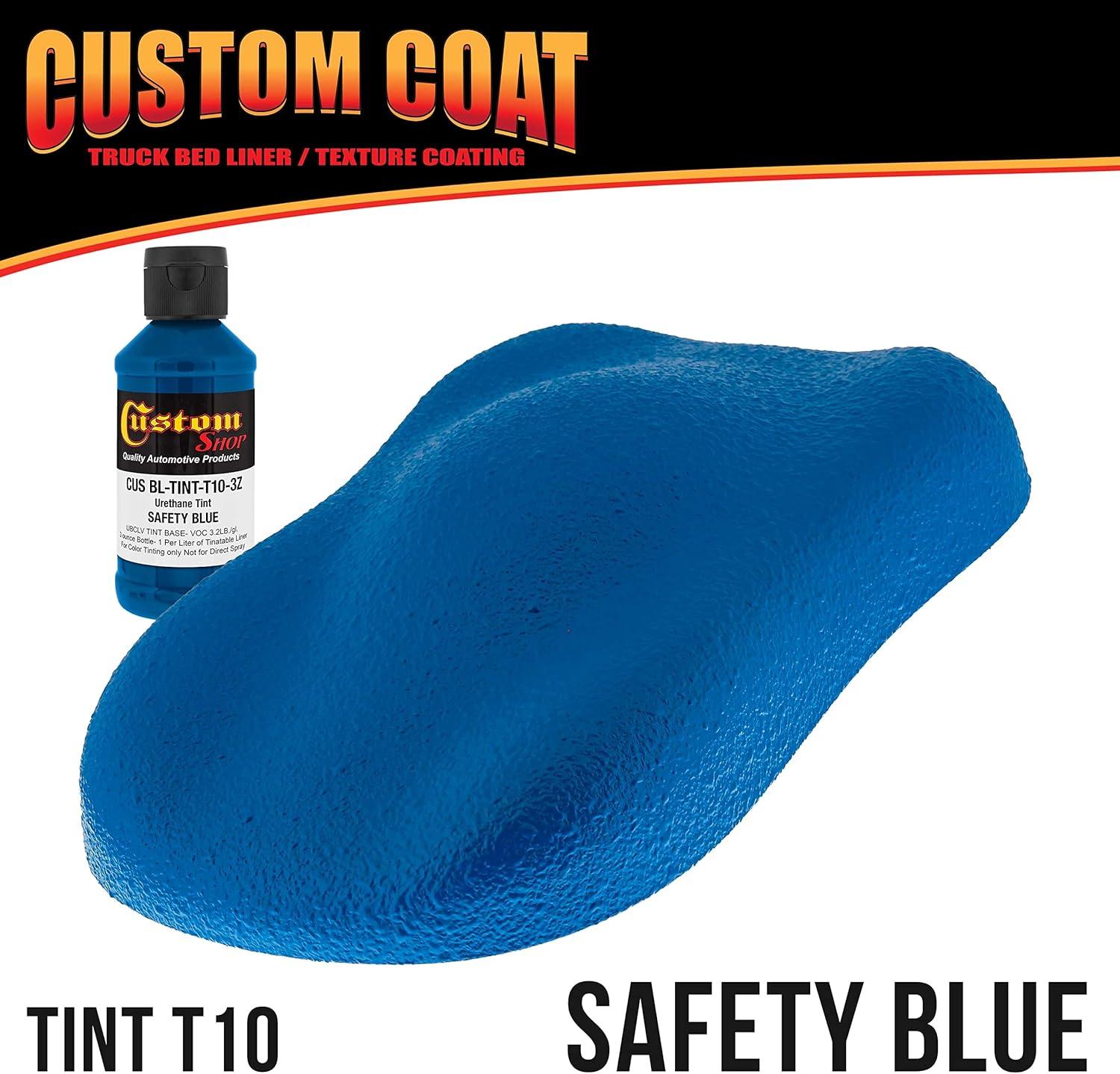 imageCustom Coat Black 1 Gallon Urethane RollOn BrushOn or SprayOn Truck Bed Liner Kit with Roller and Brush Applicator Kit  3 to 1 Mix Ratio  Durable Textured Car Auto Protective CoatingSafety Blue