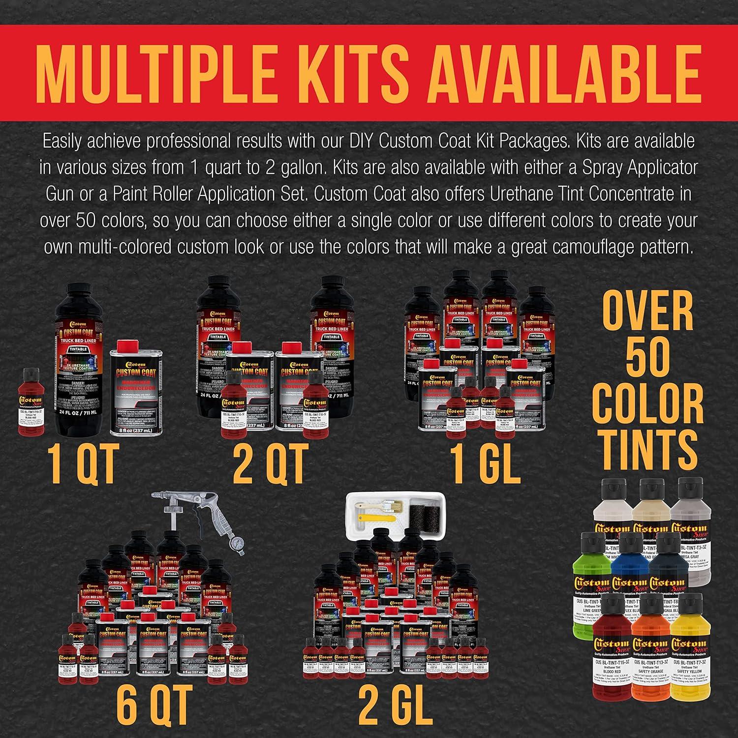 imageCustom Coat Blood Red 1 Gallon Urethane RollOn BrushOn or SprayOn Truck Bed Liner Kit with Roller and Brush Applicator Kit  Easy Mixing Shake Shoot  Textured Car Auto Protective Coating
