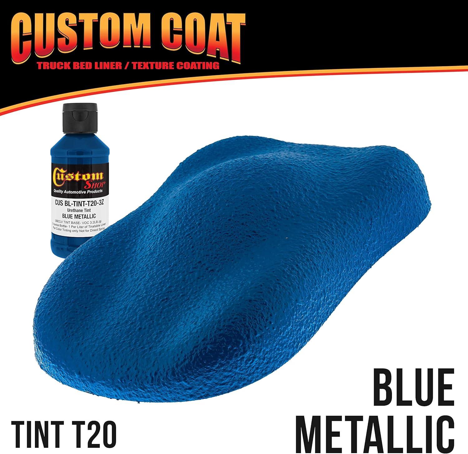 imageCustom Coat Blue Metallic 15 Gallon 6 Quart Urethane RollOn BrushOn or SprayOn Truck Bed Liner Kit with Roller and Brush Applicator Kit  Easy Mixing  Textured Car Auto Protective Coating