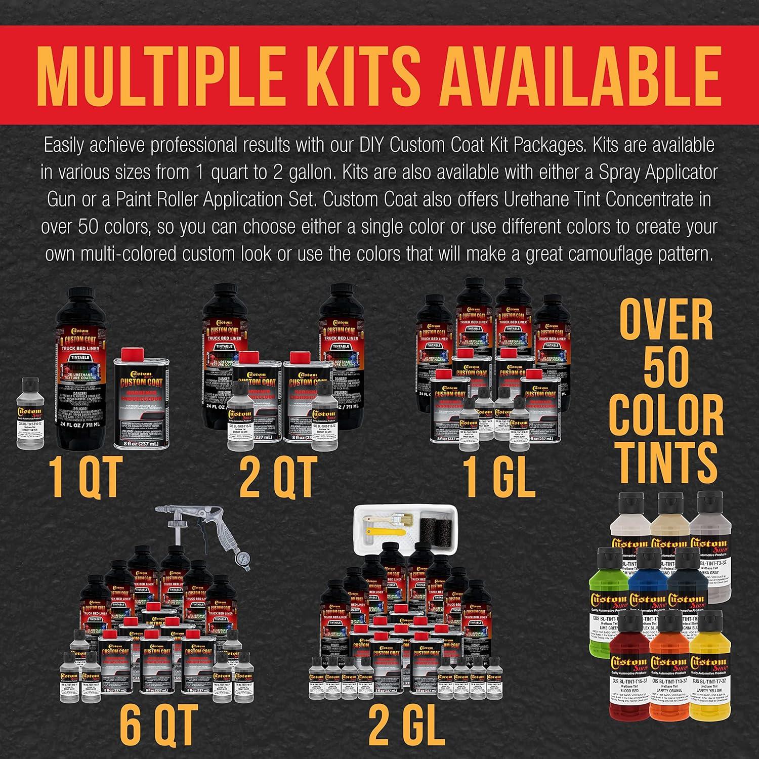 imageCustom Coat Bright Silver 1 Gallon Urethane SprayOn Truck Bed Liner Kit Easy Mixing Just Shake Shoot  Professional Durable Textured Protective Coating Prevent Stop Rust  Car Auto Equipment