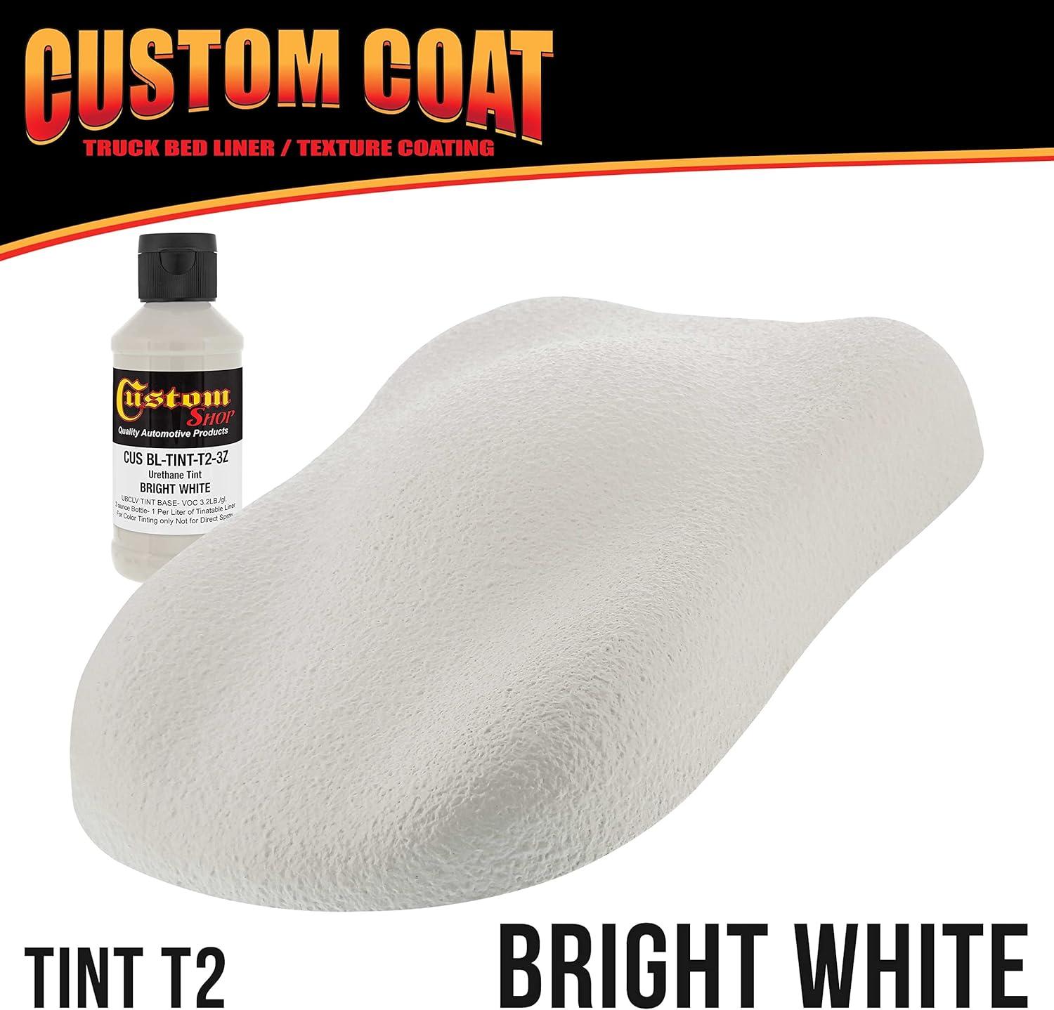 imageCustom Coat Bright White 2 Gallon Urethane RollOn BrushOn or SprayOn Truck Bed Liner Kit with Roller and Brush Applicator Kit  Easy Mixing  Durable Textured Car Auto Protective Coating