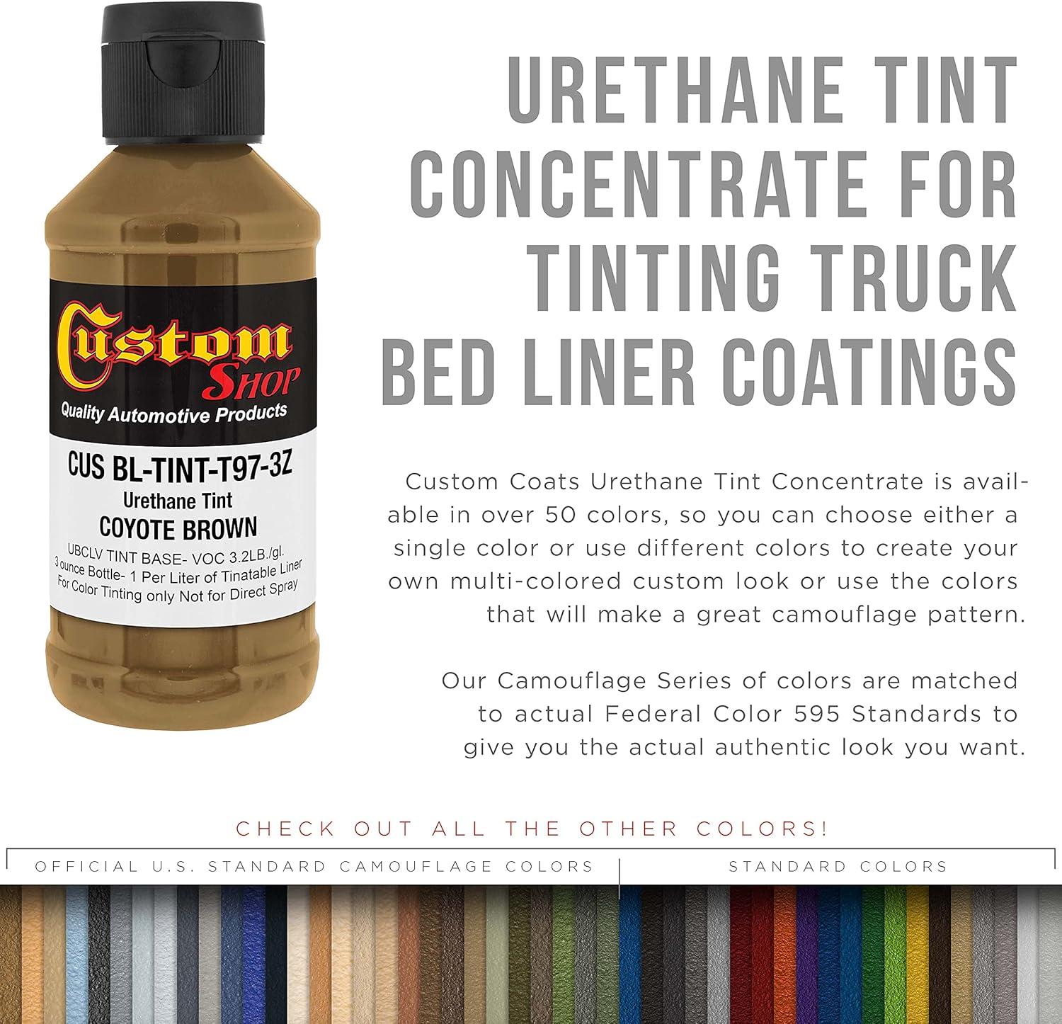 imageCustom Coat Camouflage Series 3 Ounce Olive Drab Federal Standard Color 34094 Urethane Tint Concentrate for Tinting Truck Bed Liner Coatings  Epoxy ResinCoyote Brown