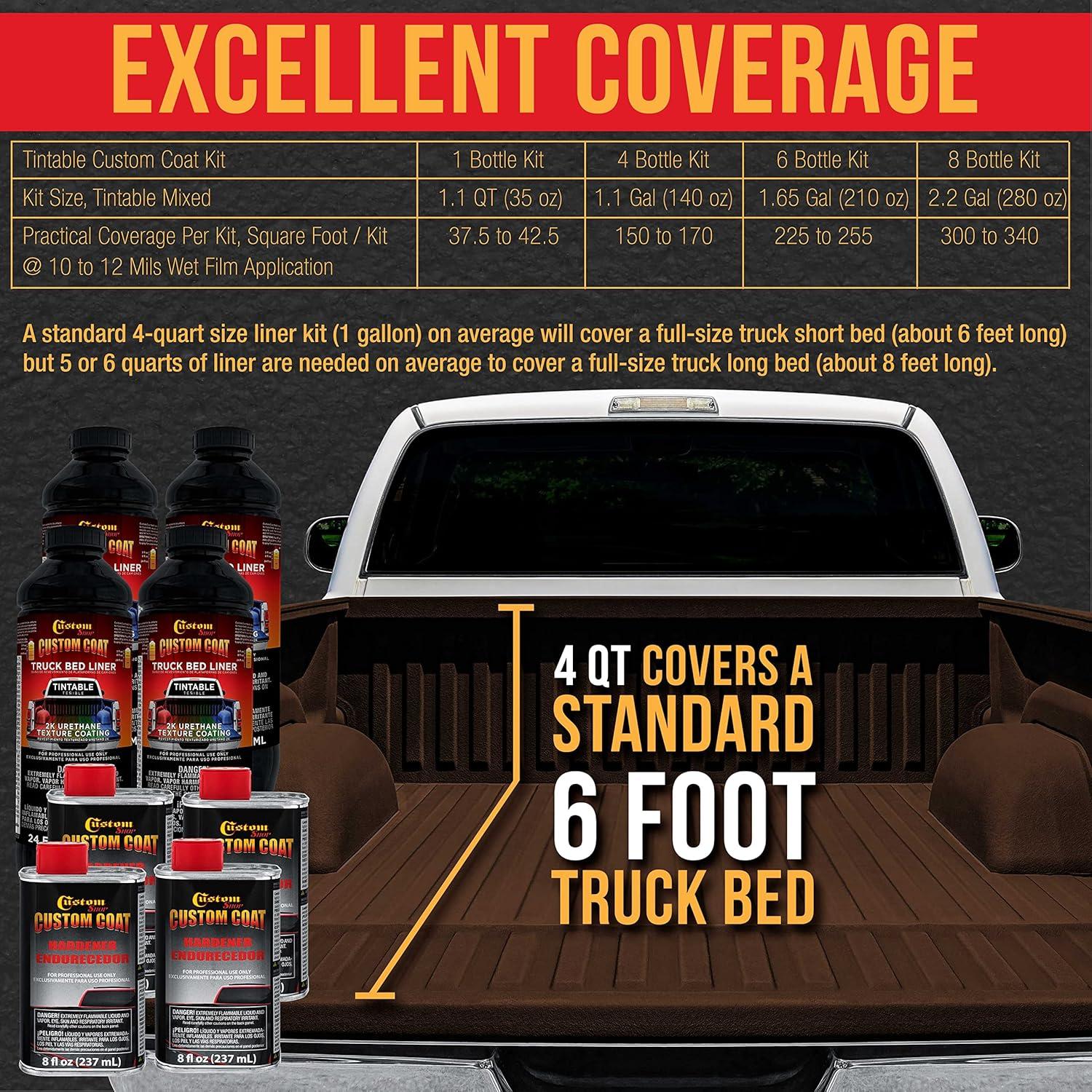 imageCustom Coat Dakota Brown 2 Gallon Urethane RollOn BrushOn or SprayOn Truck Bed Liner Kit with Roller and Brush Applicator Kit  Easy Mixing  Durable Textured Car Auto Protective Coating