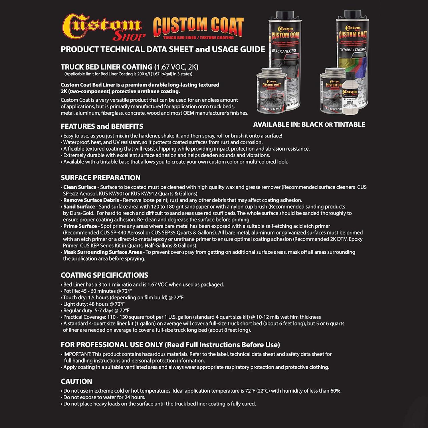 imageCustom Coat Federal Standard Color  34052 USMC Dark Olive Drab T71 Urethane SprayOn Truck Bed Liner 1 Gallon Kit with Spray Gun and Regulator  Durable Textured Protective Coating  Easy Mix