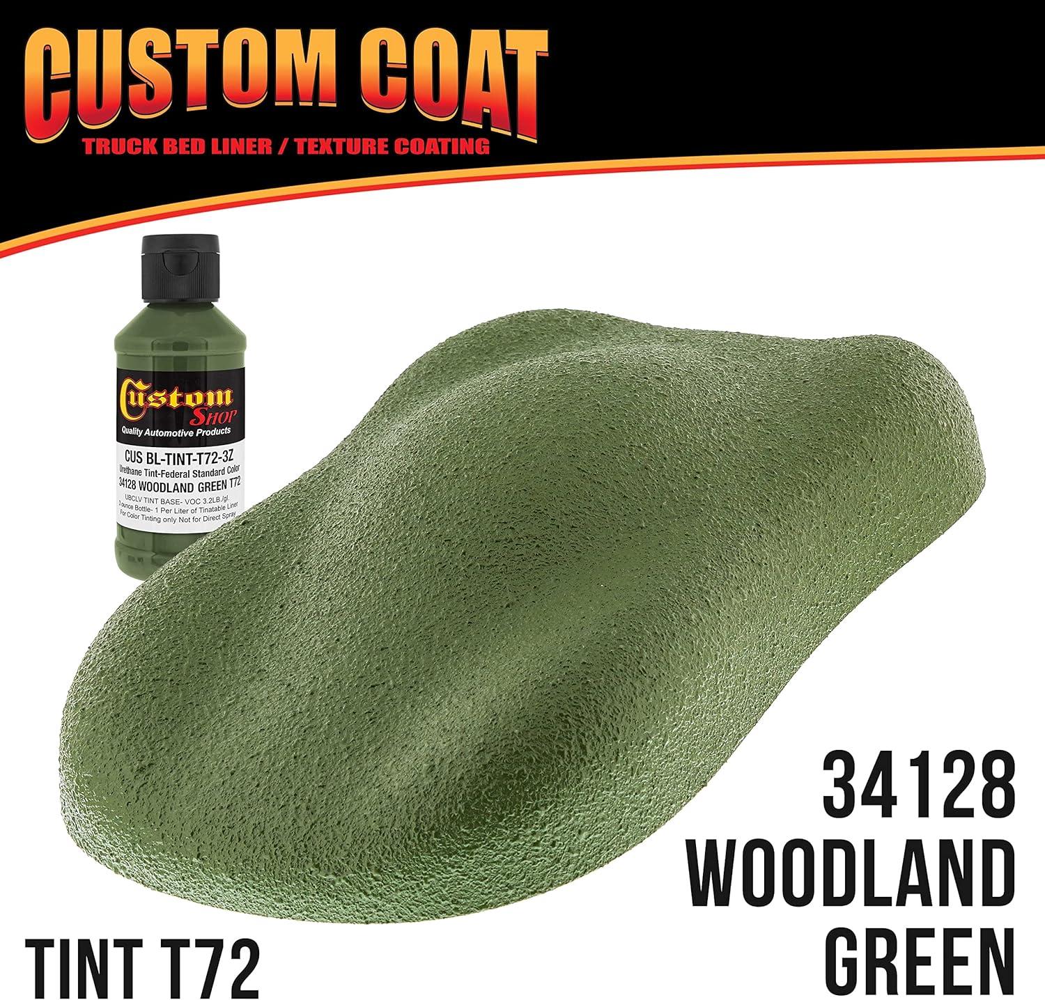 imageCustom Coat Federal Standard Color  34128 Woodland Green T72 Urethane RollOn BrushOn or SprayOn Truck Bed Liner 1 Gallon Kit with Roller Applicator Kit  Textured Car Auto Protective Coating