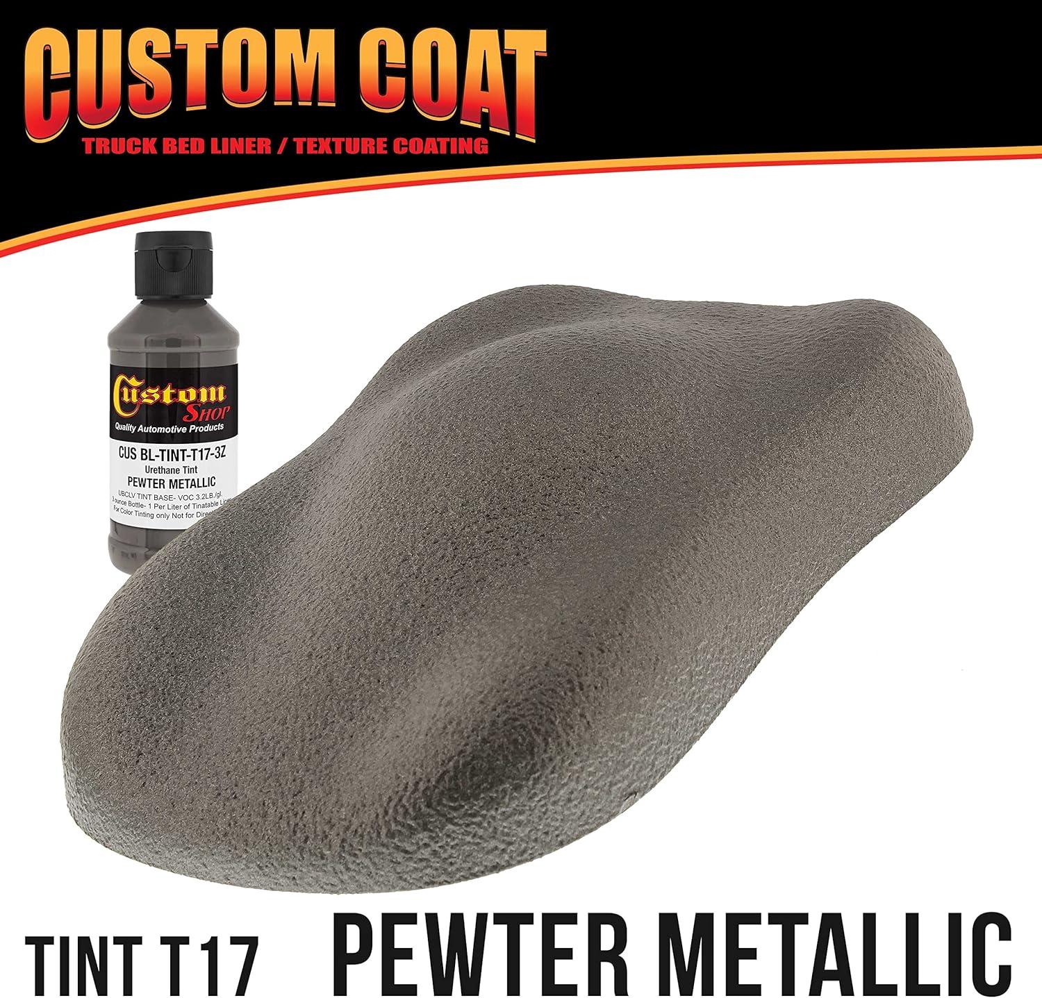 imageCustom Coat Pewter Metallic 2 Quart 12 Gallon Urethane SprayOn Truck Bed Liner Kit  Easy Mixing Just Shake Shoot  Durable Textured Protective Coating Prevent Stop Rust  Car Auto Equipment