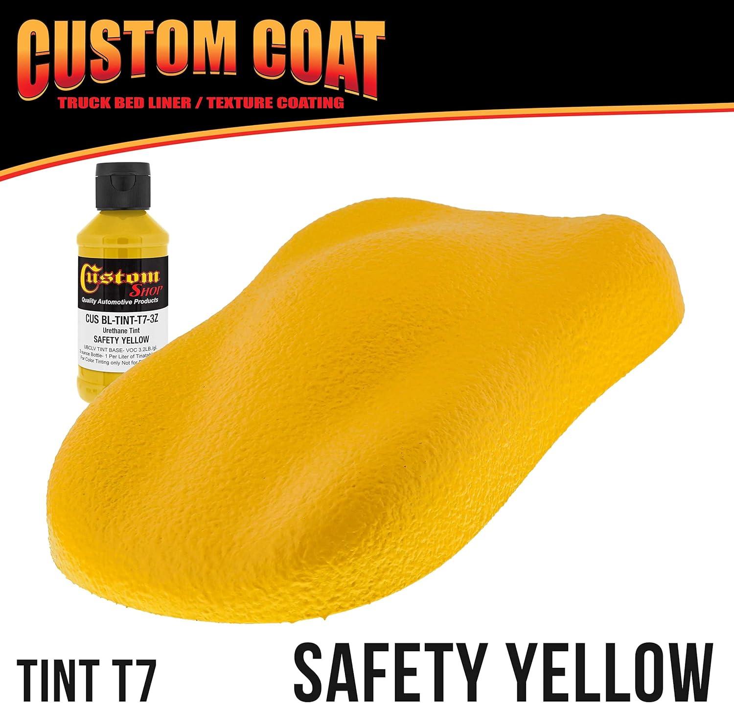 imageCustom Coat Safety Yellow 15 Gallon 6 Quart Urethane RollOn BrushOn or SprayOn Truck Bed Liner Kit with Roller and Brush Applicator Kit  Easy Mixing  Textured Car Auto Protective Coating