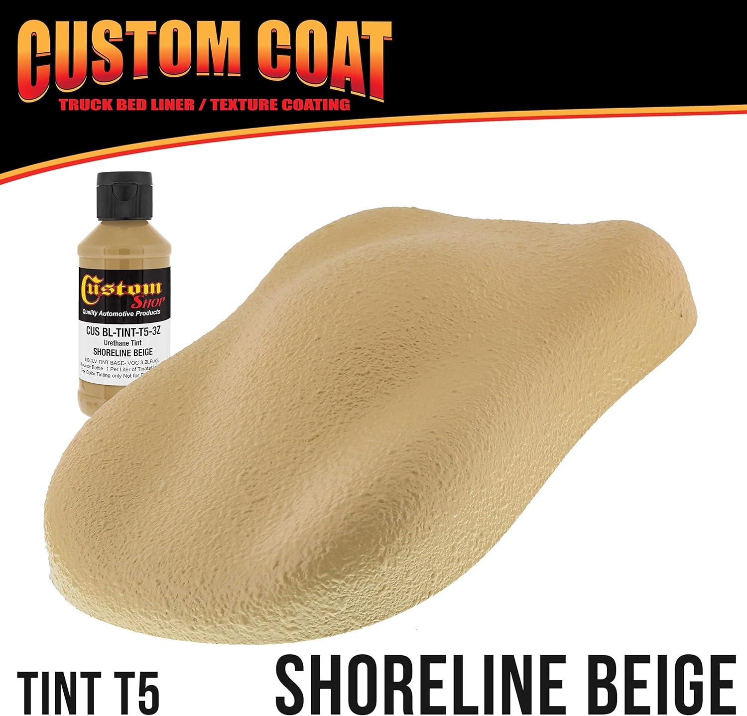 imageCustom Coat Shoreline Beige 2 Gallon Urethane RollOn BrushOn or SprayOn Truck Bed Liner Kit with Roller and Brush Applicator Kit  Easy Mixing  Durable Textured Car Auto Protective Coating