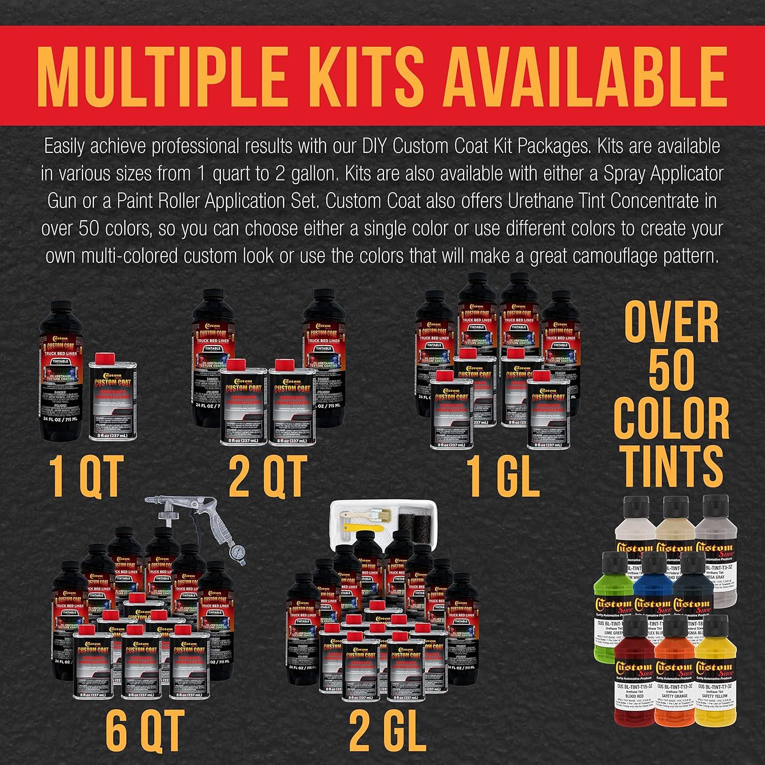 imageCustom Coat Tintable Base Only 1 Gallon Urethane SprayOn Truck Bed Liner Kit  Easy 3 to 1 Mix Ratio Just Mix Shake and Shoot  Professional Durable Textured Protective Coating Prevent Rust