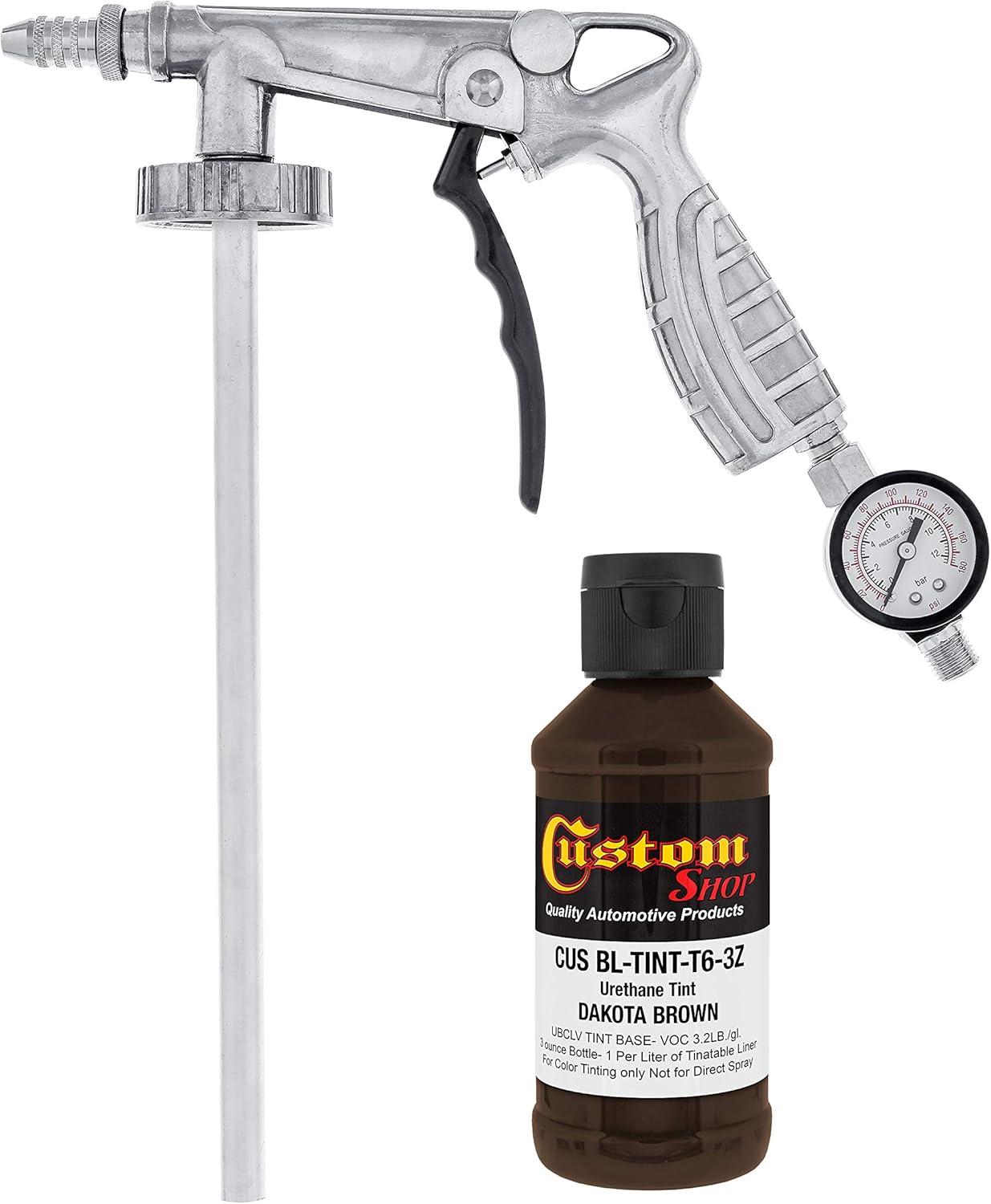imageCustom Shop Dakota Brown Urethane SprayOn Truck Bed Liner Kit and Custom Coat Spray Gun with Regulator 6 Liters