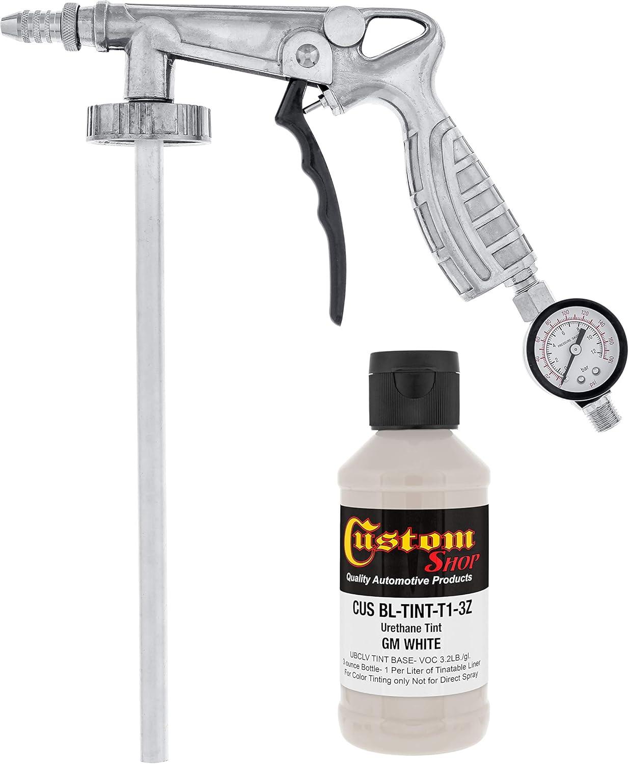 imageCustom Shop GM White Urethane SprayOn Truck Bed Liner Kit and Custom Coat Spray Gun with Regulator 8 Liters