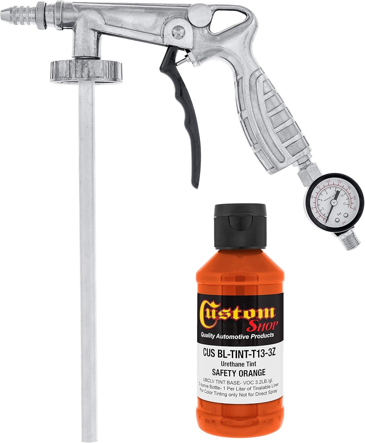 imageCustom Shop Safety Orange Urethane SprayOn Truck Bed Liner Kit and Custom Coat Spray Gun with Regulator 6 Liters