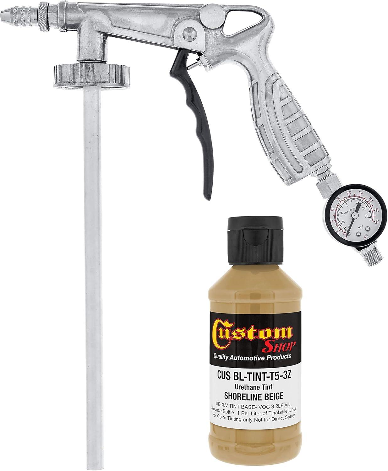 imageCustom Shop Shoreline Beige Urethane SprayOn Truck Bed Liner Kit and Custom Coat Spray Gun with Regulator 8 Liters