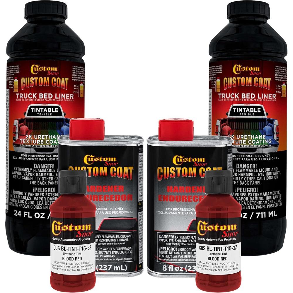 imageCustom Coat Blood Red 2 Quart 12 Gallon Urethane SprayOn Truck Bed Liner Kit  Easy Mixing Just Shake Shoot  Durable Textured Protective Coating Prevent Stop Rust  Car Auto Equipment