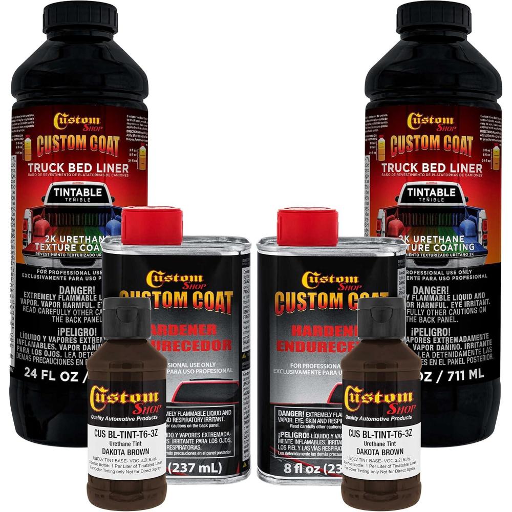 imageCustom Coat Dakota Brown 2 Quart 12 Gallon Urethane SprayOn Truck Bed Liner Kit  Easy Mixing Just Shake Shoot  Durable Textured Protective Coating Prevent Stop Rust  Car Auto Equipment